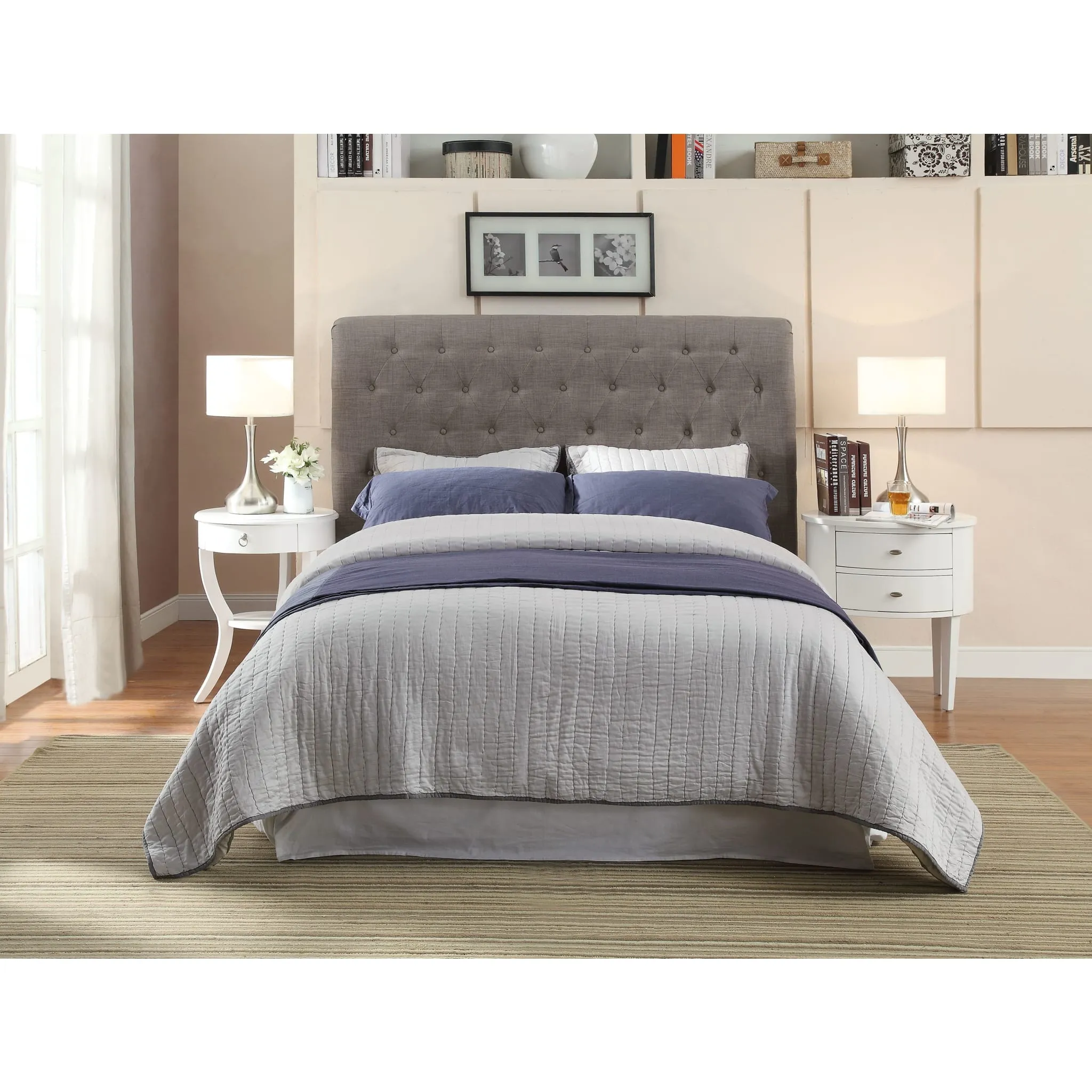 Royal Tufted Footboard Storage Bed in Dolphin Linen Modus