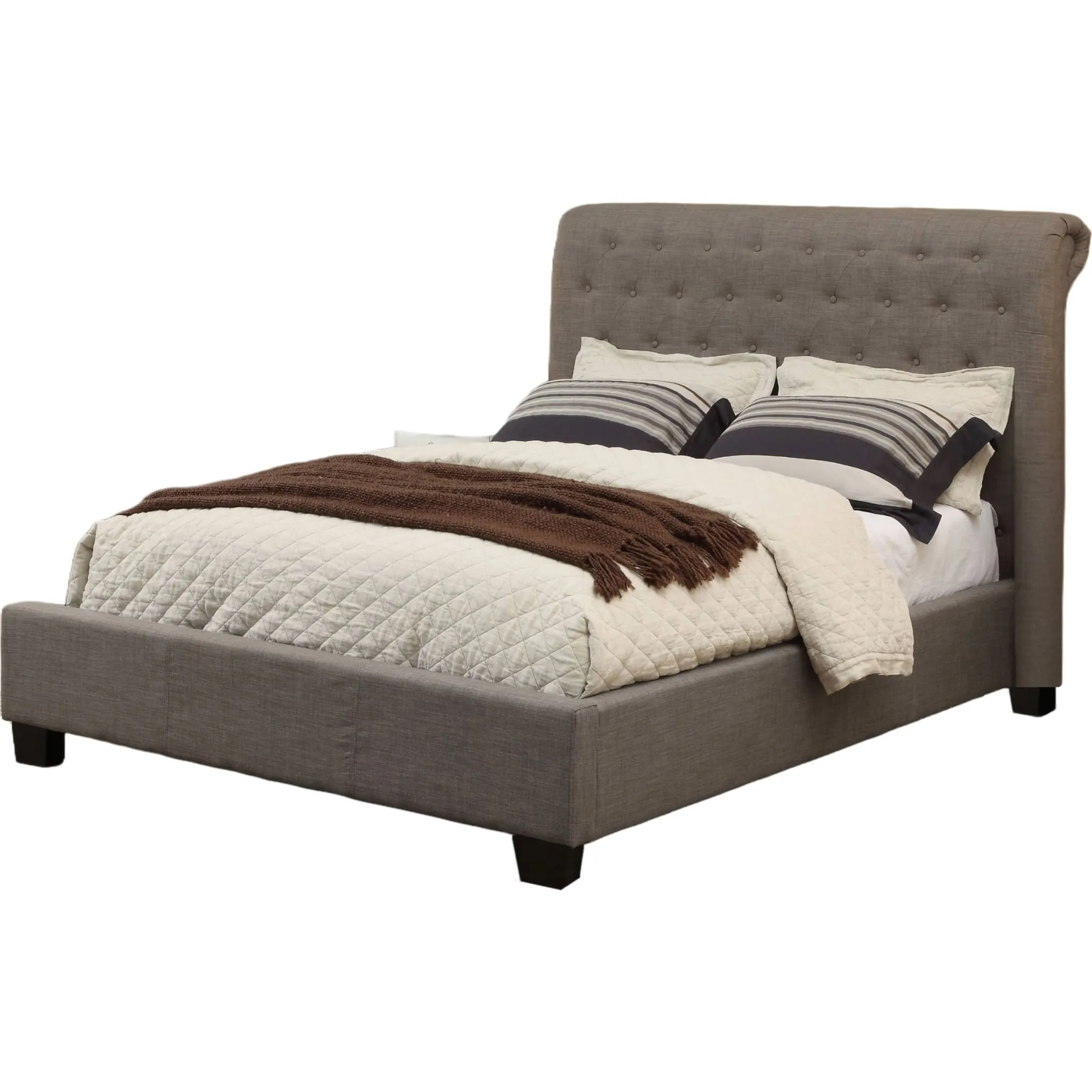 Royal Tufted Footboard Storage Bed in Dolphin Linen Modus