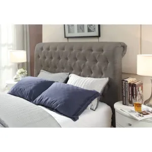 Royal Tufted Upholstered Headboard in Dolphin Linen Modus