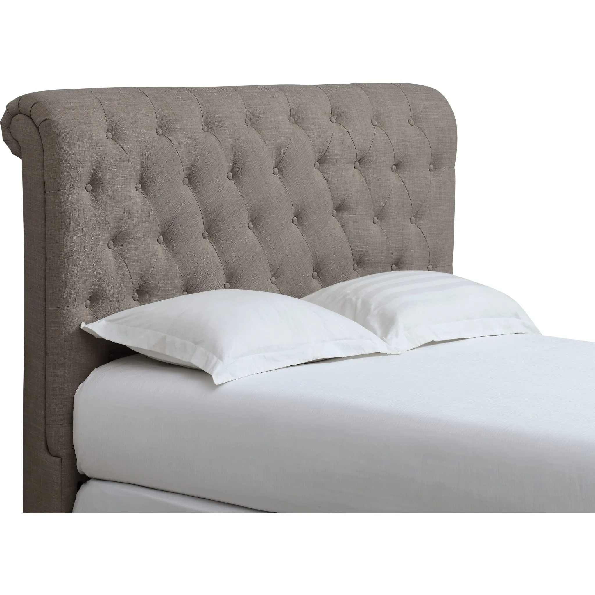 Royal Tufted Upholstered Headboard in Dolphin Linen Modus