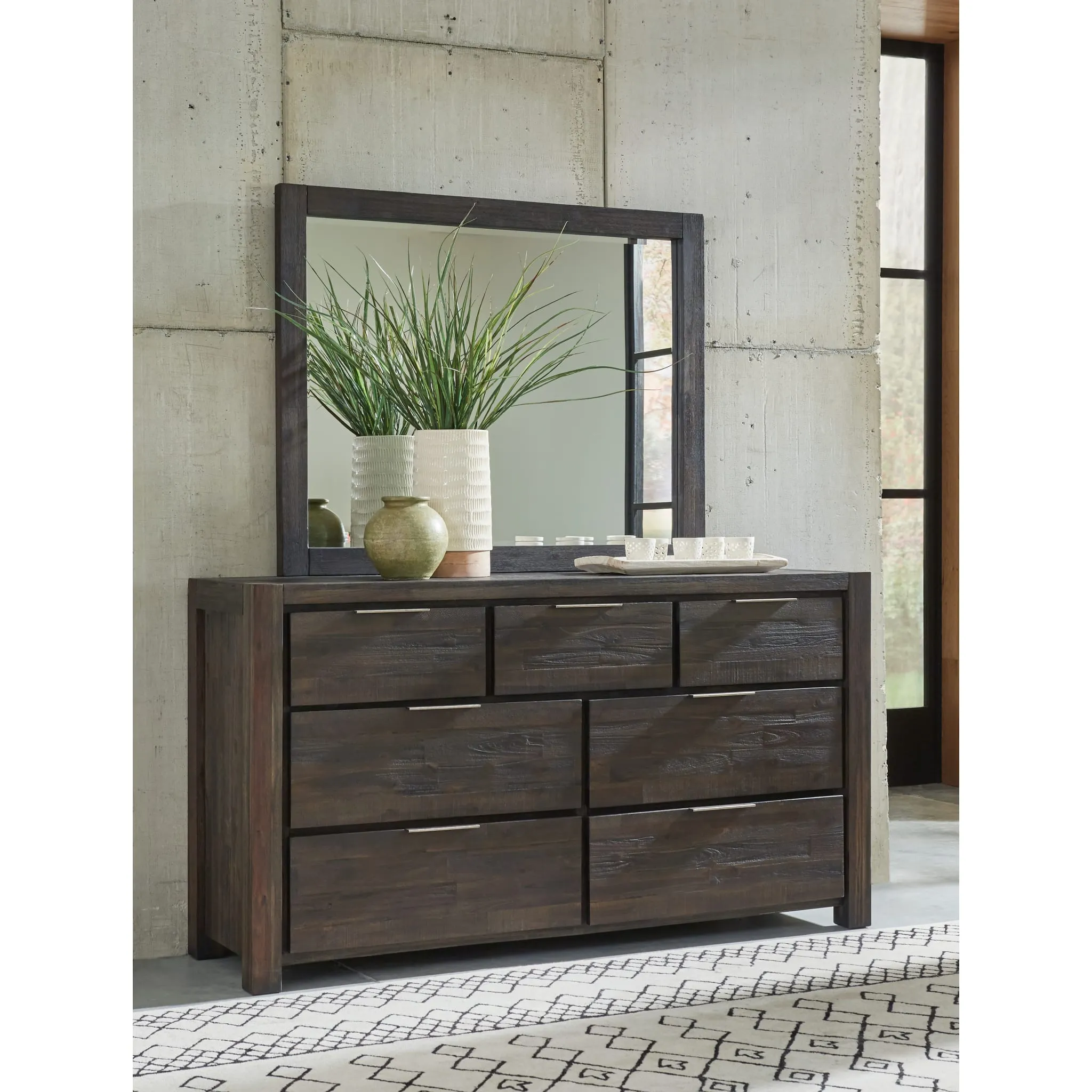Savanna Solid Wood Dresser Mirror in Coffee Bean Modus