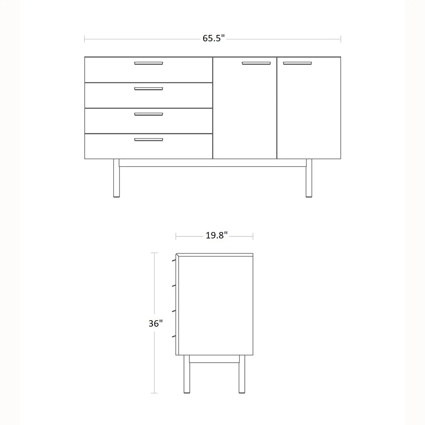 Shale 4 Drawer/2 Door Credenza
