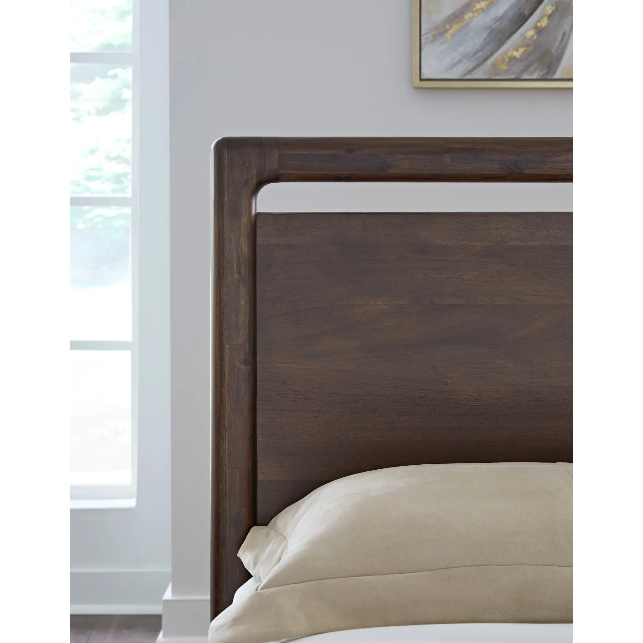 Sol Acacia Wood Platform Bed in Brown Spice Modus