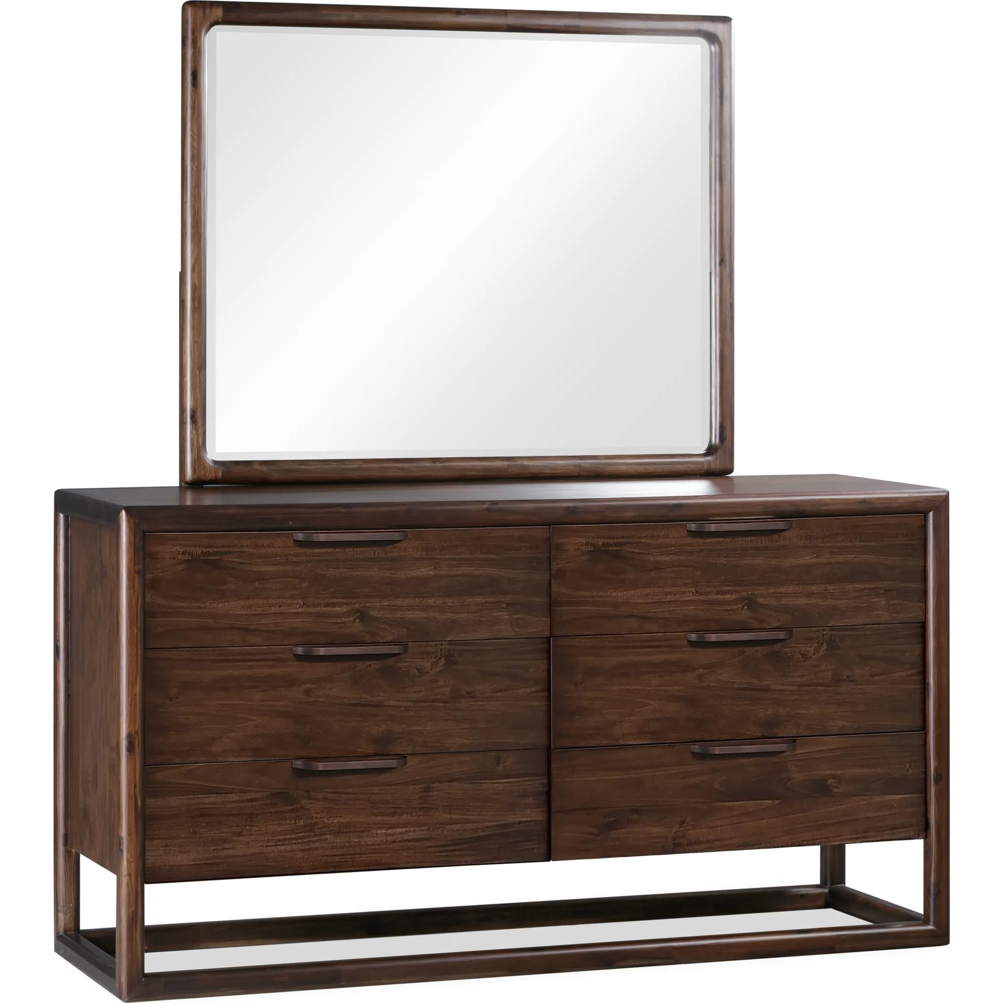 Sol Six Drawer Acacia Wood Dresser in Brown Spice Modus