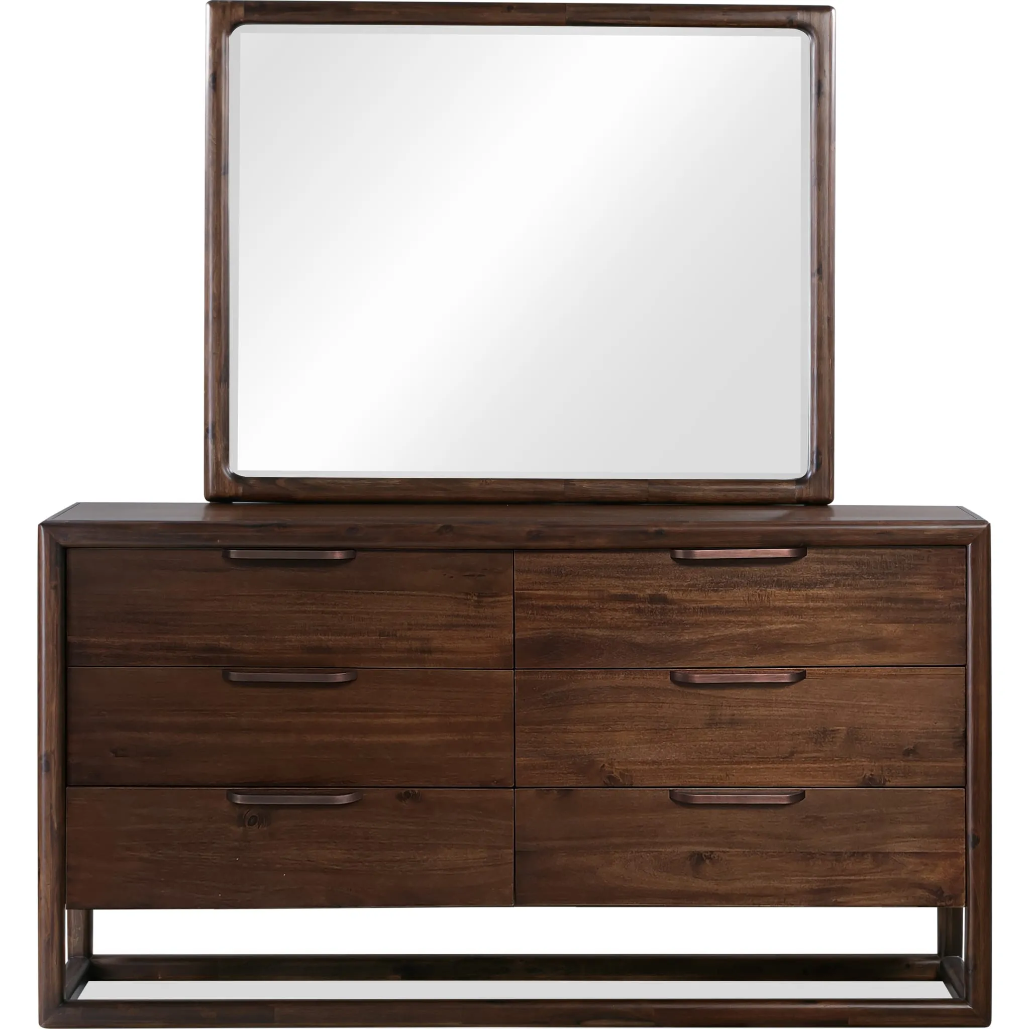 Sol Six Drawer Acacia Wood Dresser in Brown Spice Modus