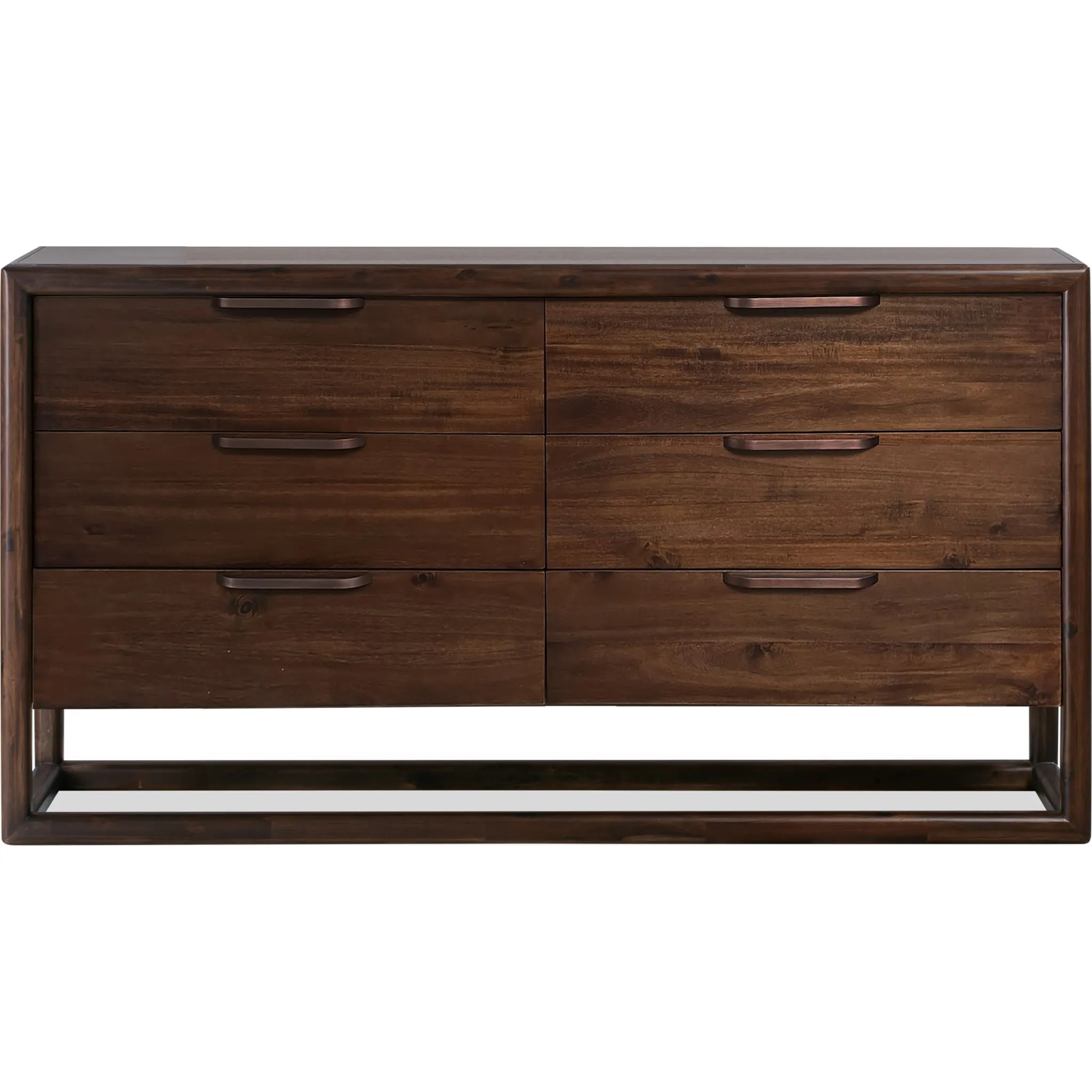 Sol Six Drawer Acacia Wood Dresser in Brown Spice Modus