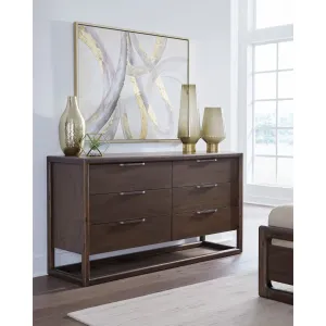 Sol Six Drawer Acacia Wood Dresser in Brown Spice Modus