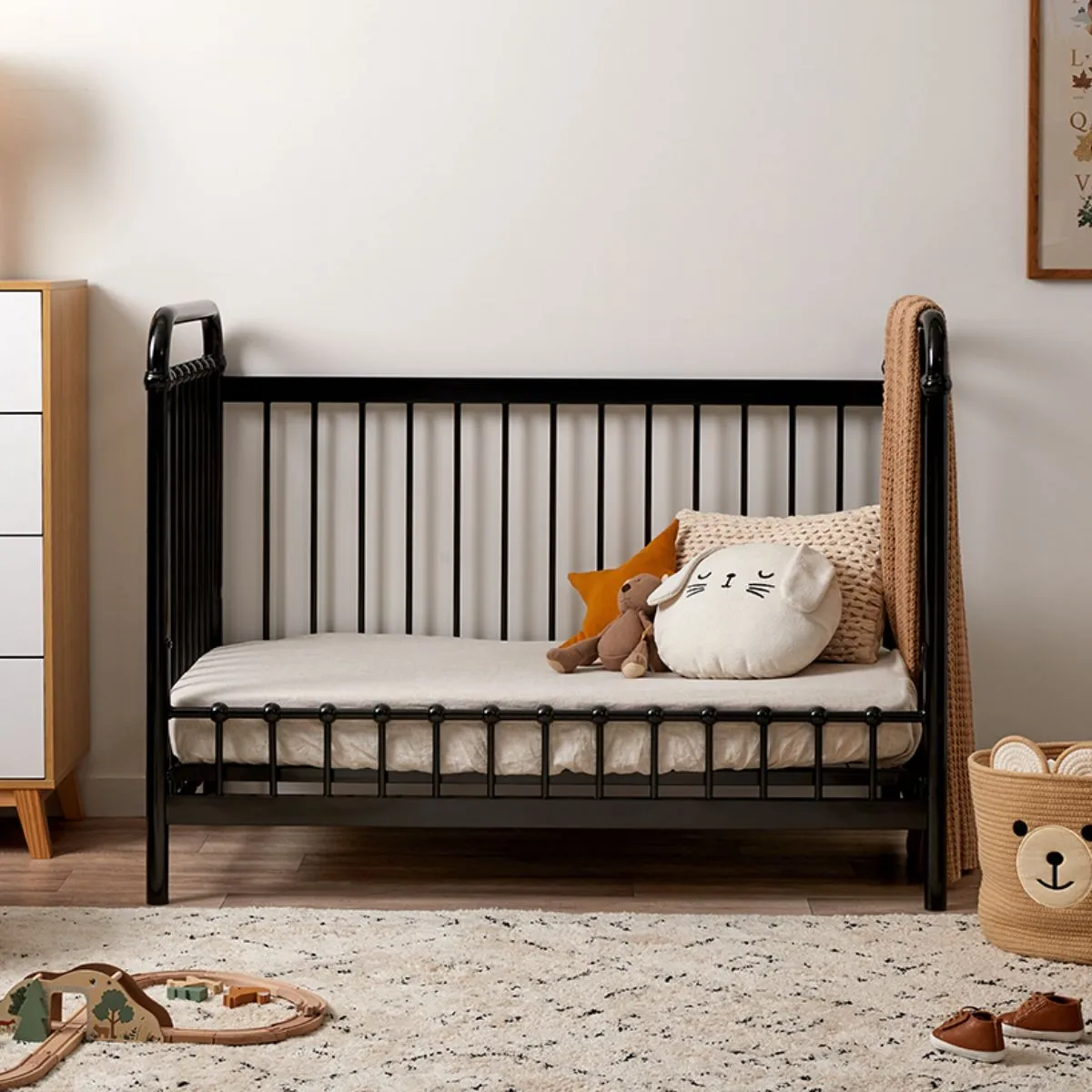 Sonata Cot Toddler Bed Conversion - Black Mocka