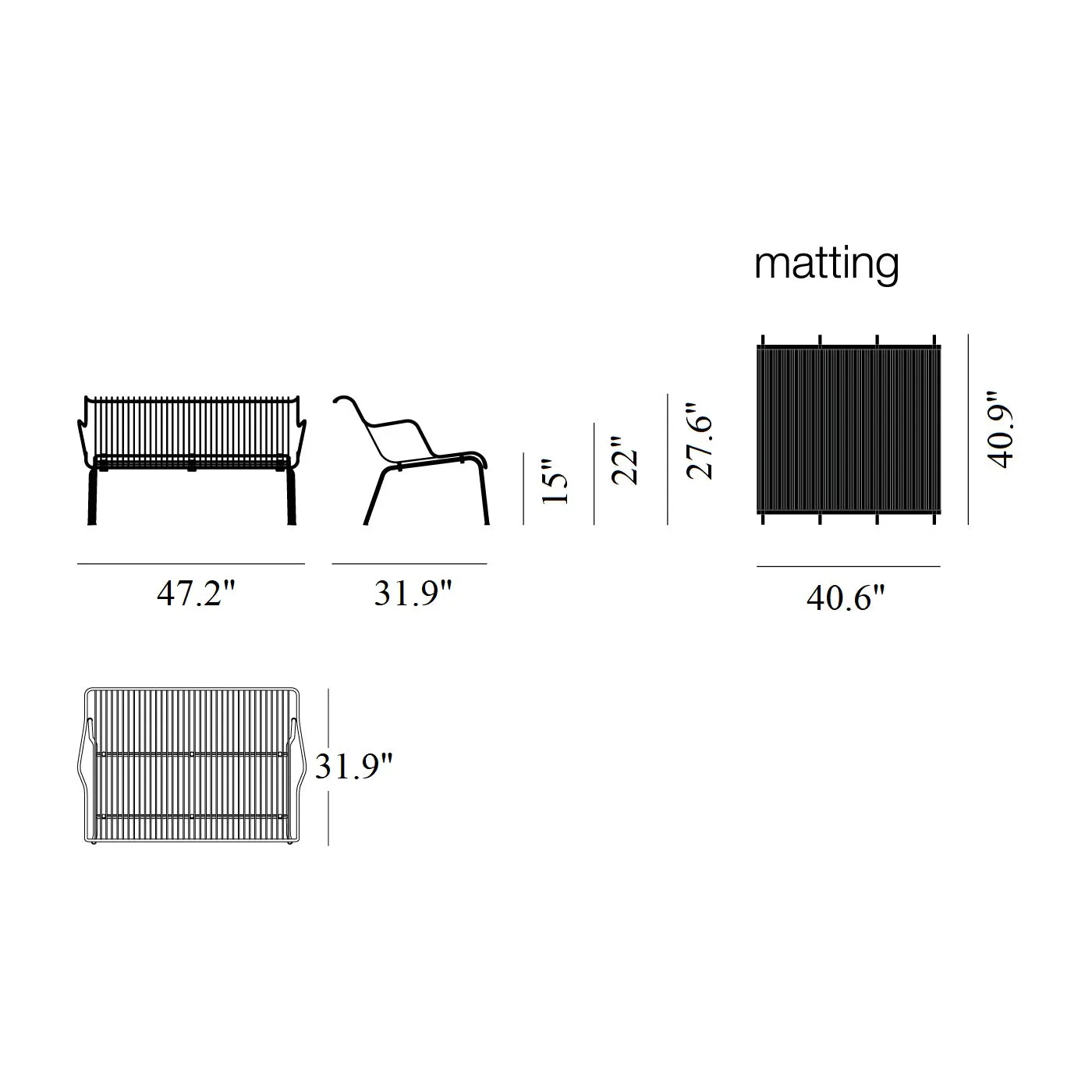 South Outdoor Stackable Lounge Bench