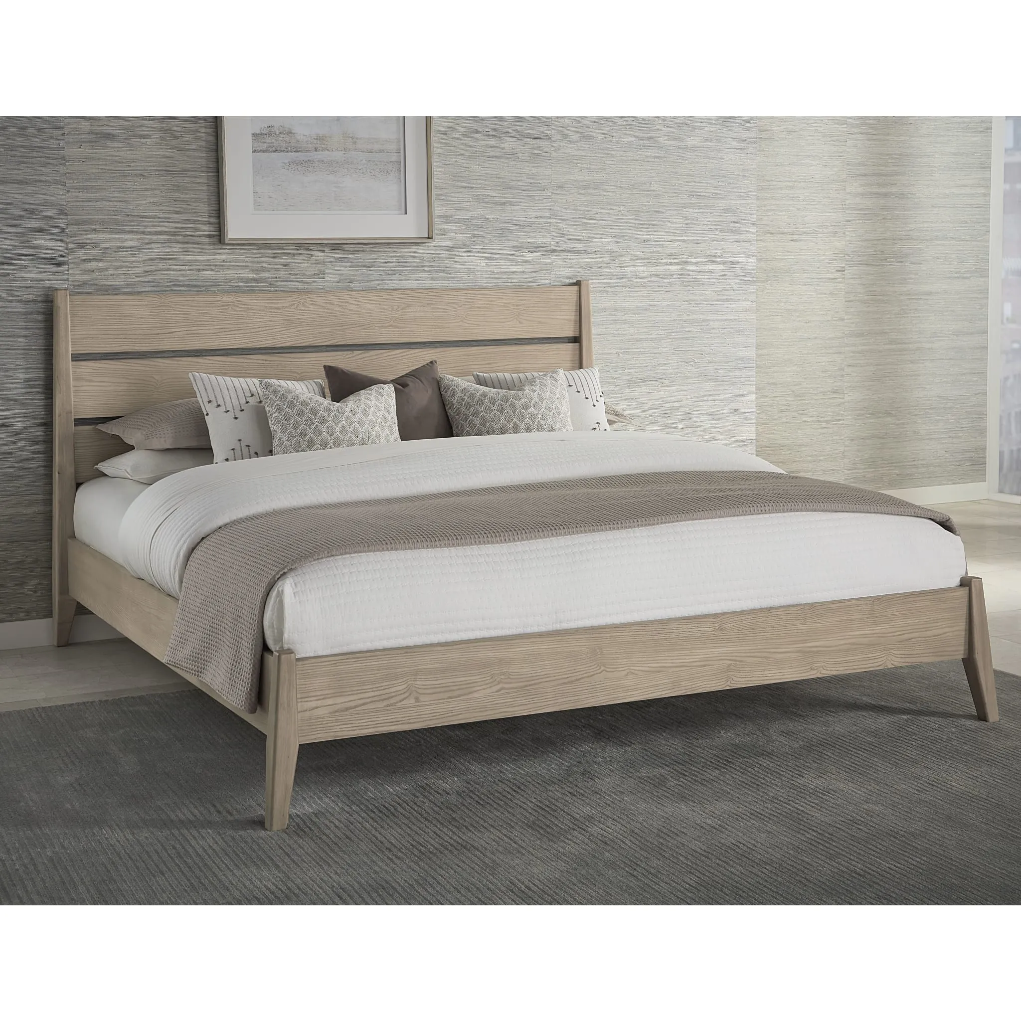 Sumire Slatted Ash Wood Platform Bed in Ginger Modus