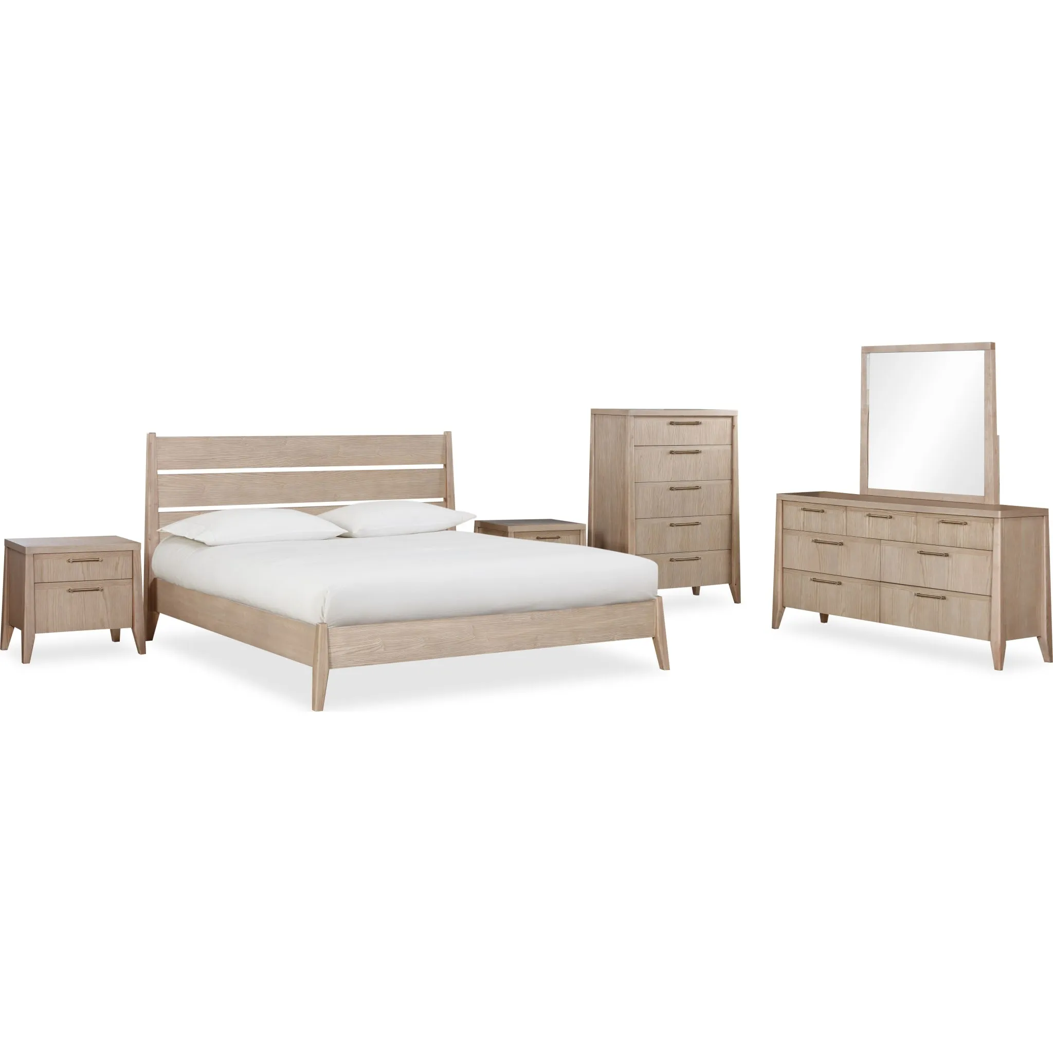 Sumire Slatted Ash Wood Platform Bed in Ginger Modus