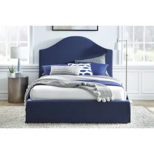 Sur Skirted Footboard Storage Panel Bed in Navy Modus