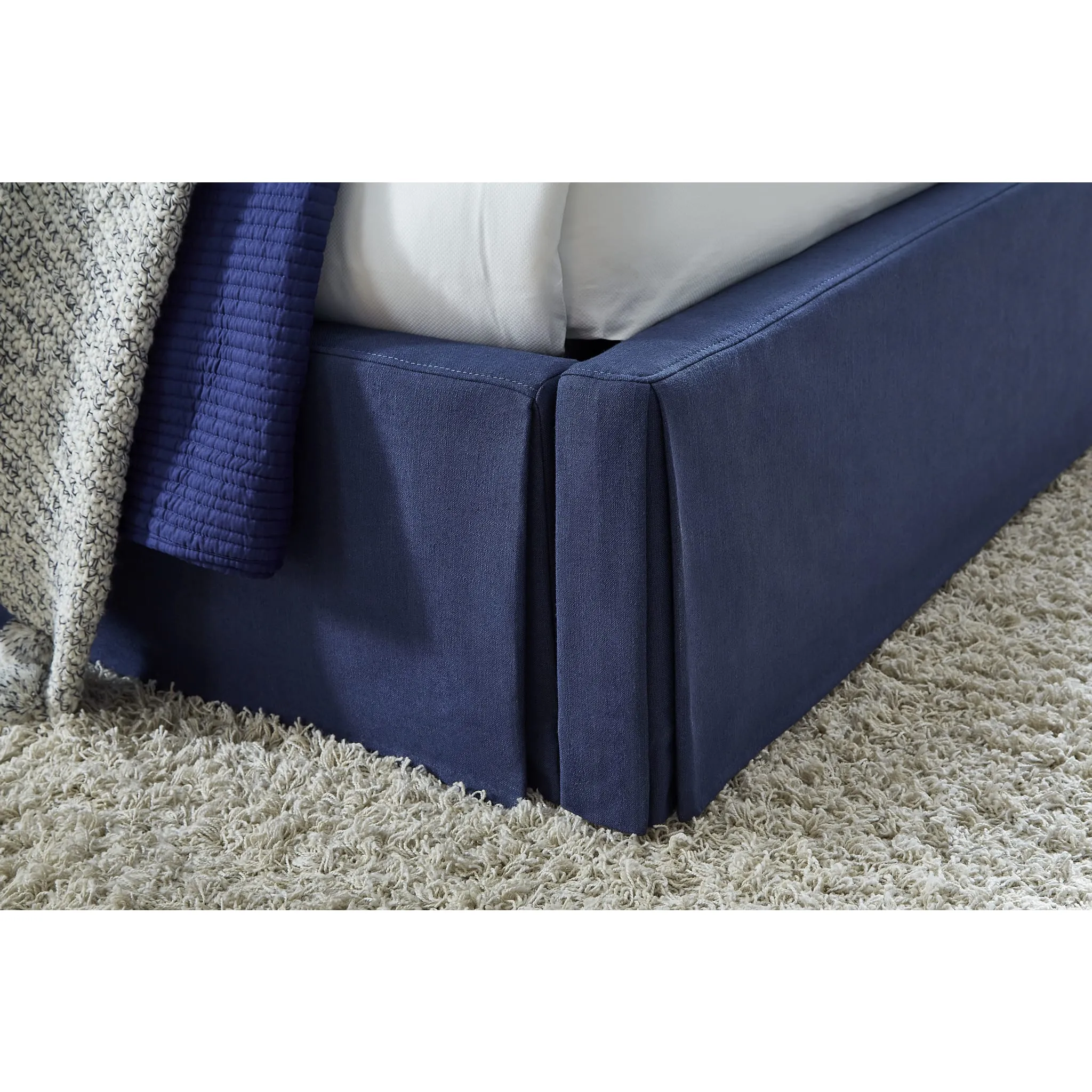 Sur Skirted Footboard Storage Panel Bed in Navy Modus