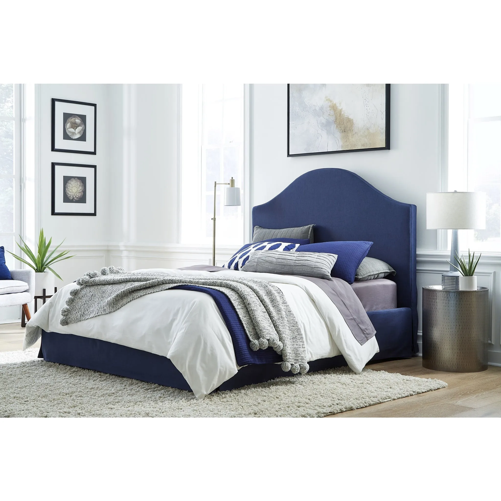 Sur Skirted Footboard Storage Panel Bed in Navy Modus