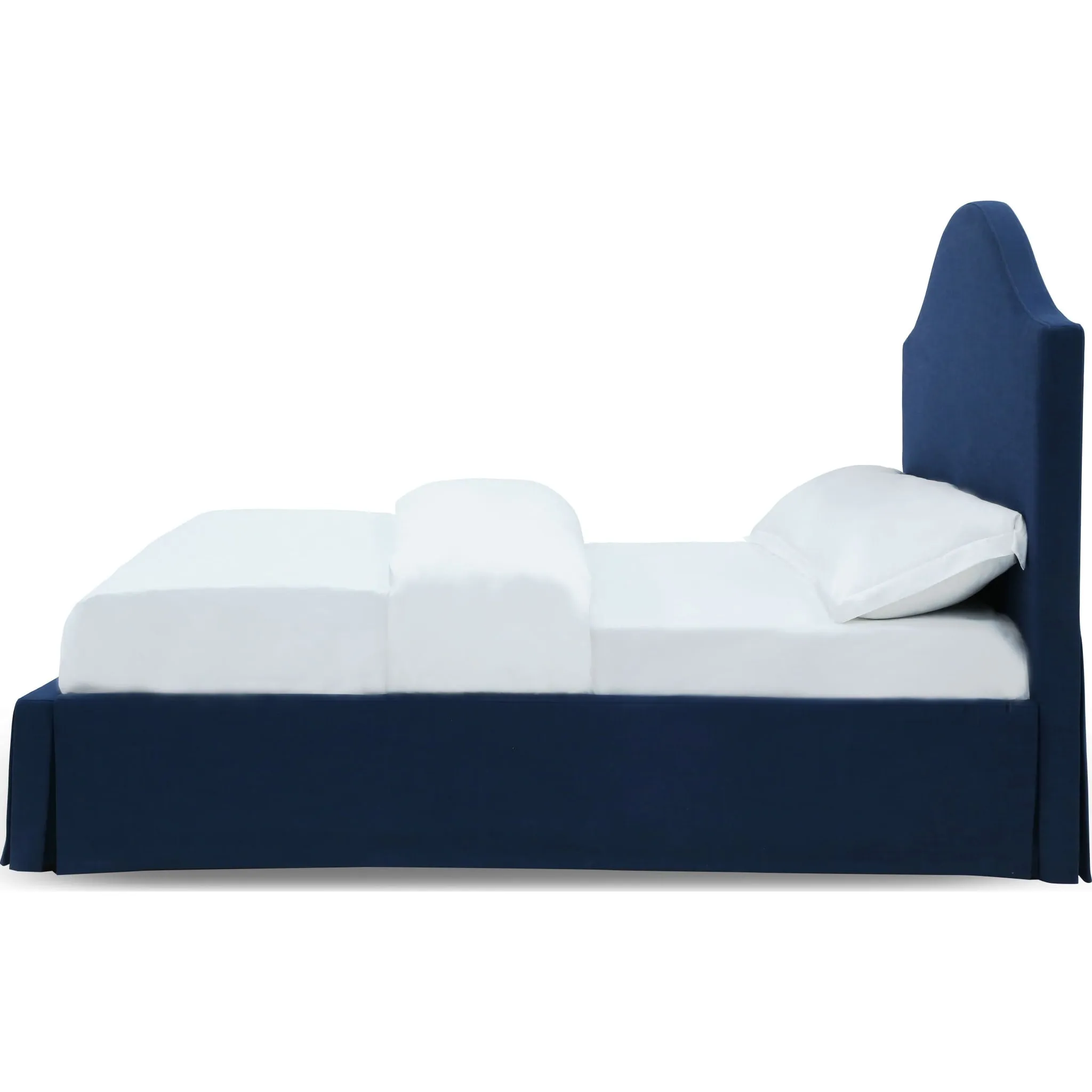 Sur Skirted Footboard Storage Panel Bed in Navy Modus