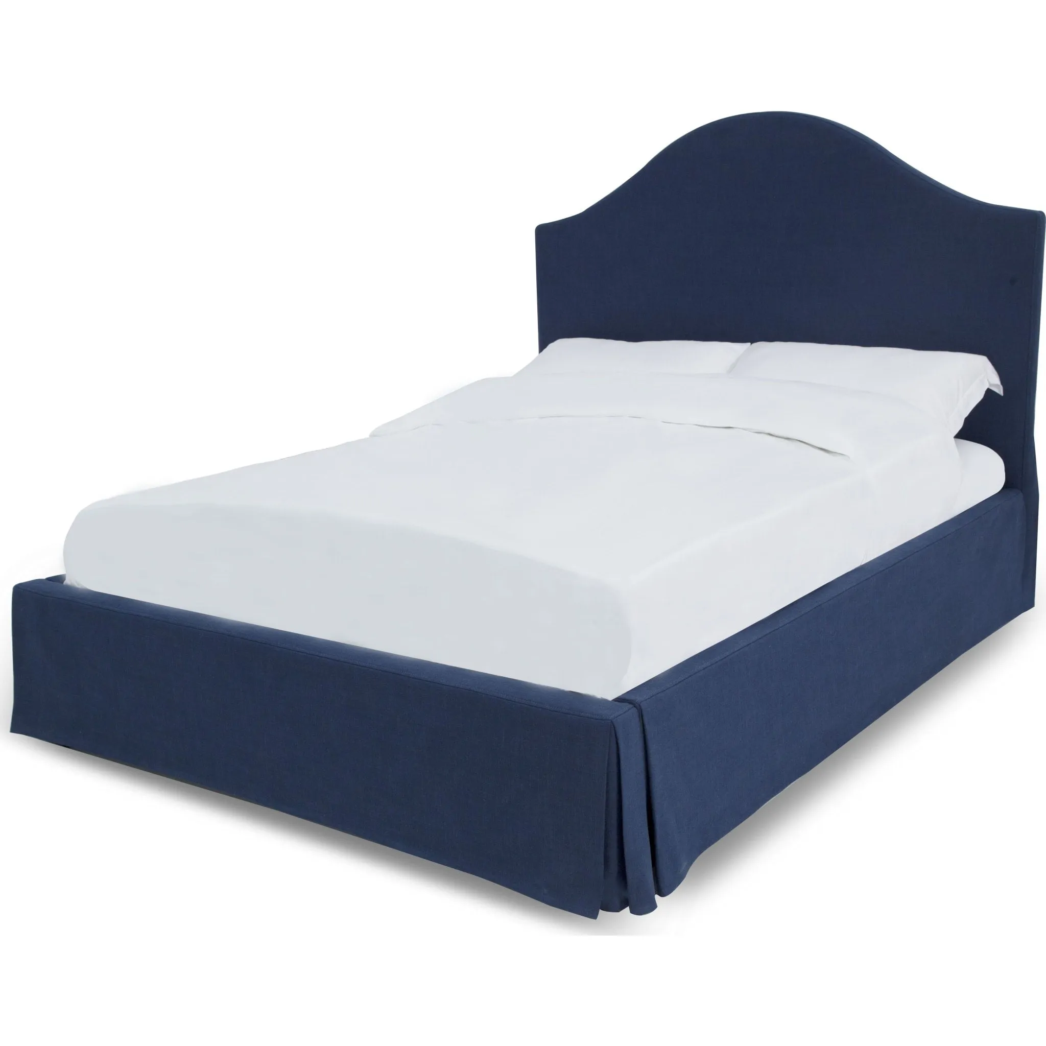 Sur Skirted Footboard Storage Panel Bed in Navy Modus
