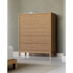Tanner Five Drawer Ash Wood Chest in Flaxen Modus