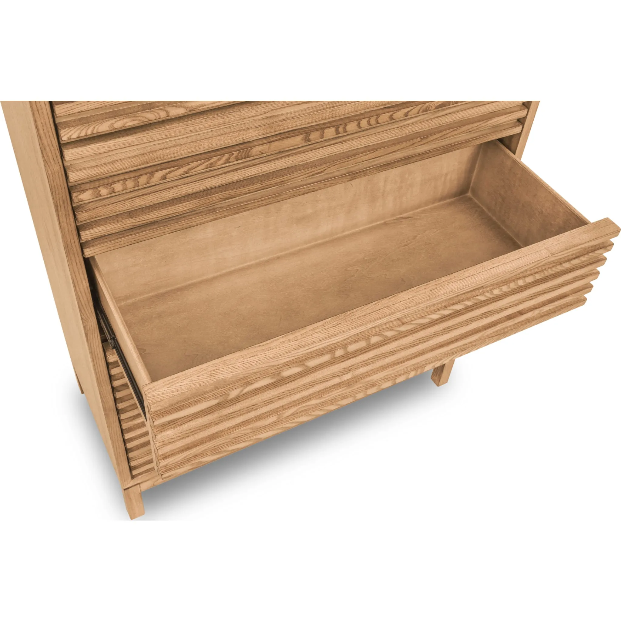 Tanner Five Drawer Ash Wood Chest in Flaxen Modus