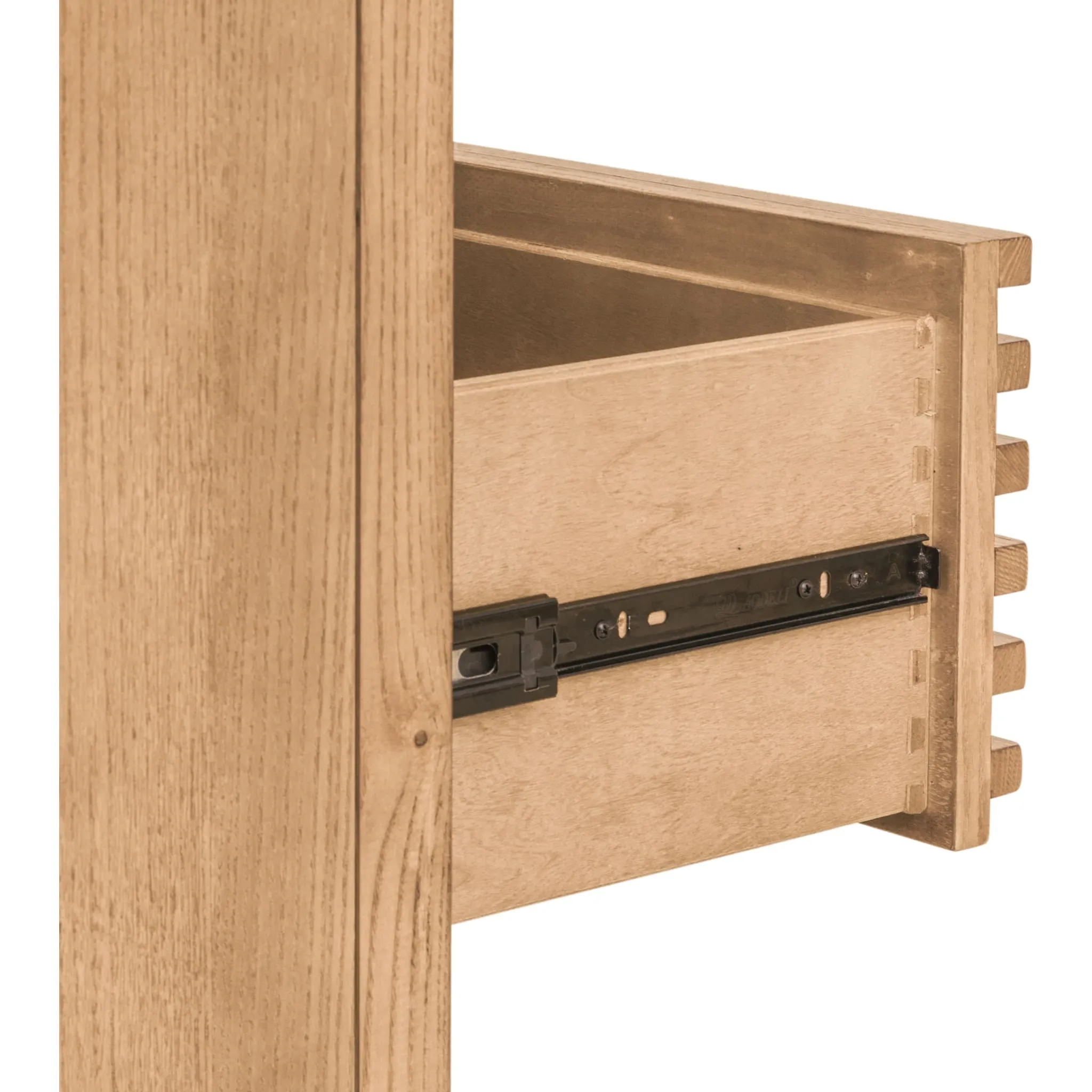 Tanner Five Drawer Ash Wood Chest in Flaxen Modus