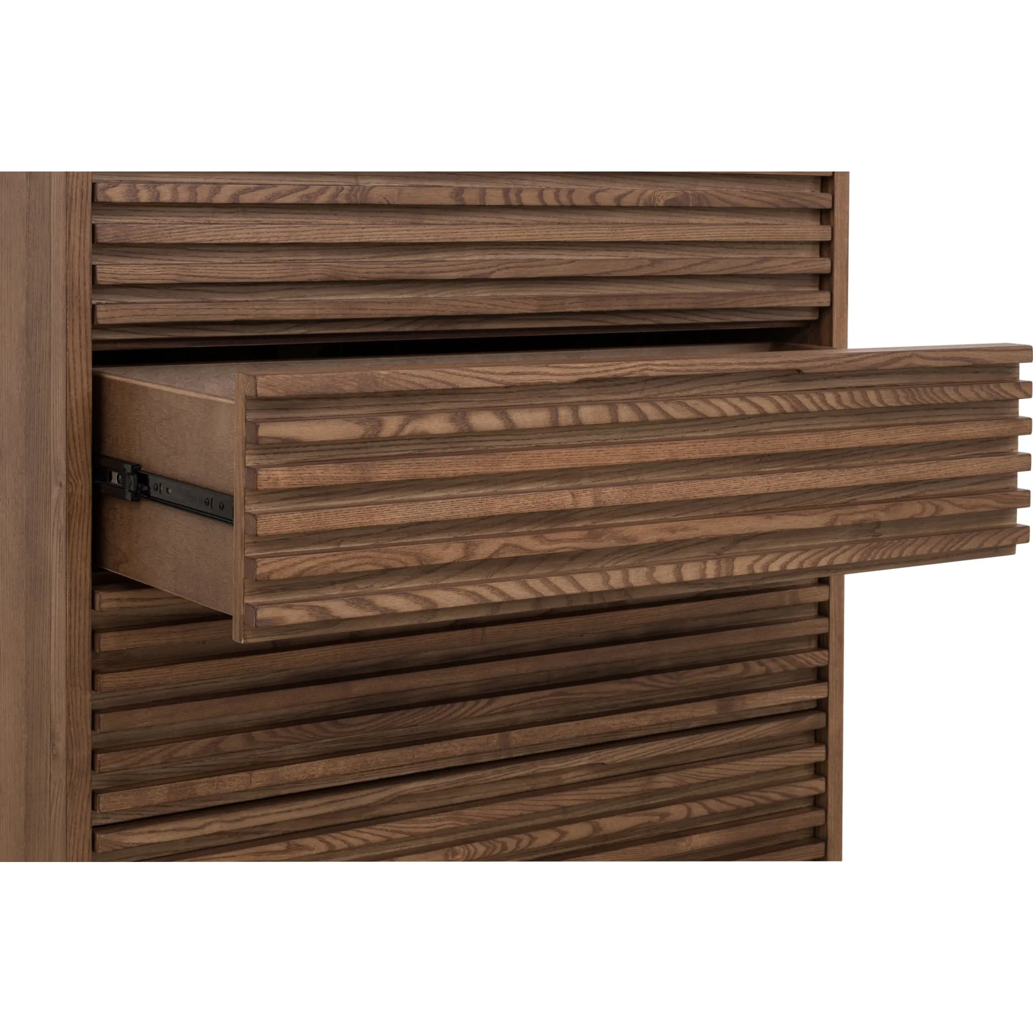 Tanner Five Drawer Ash Wood Chest in Roux Modus