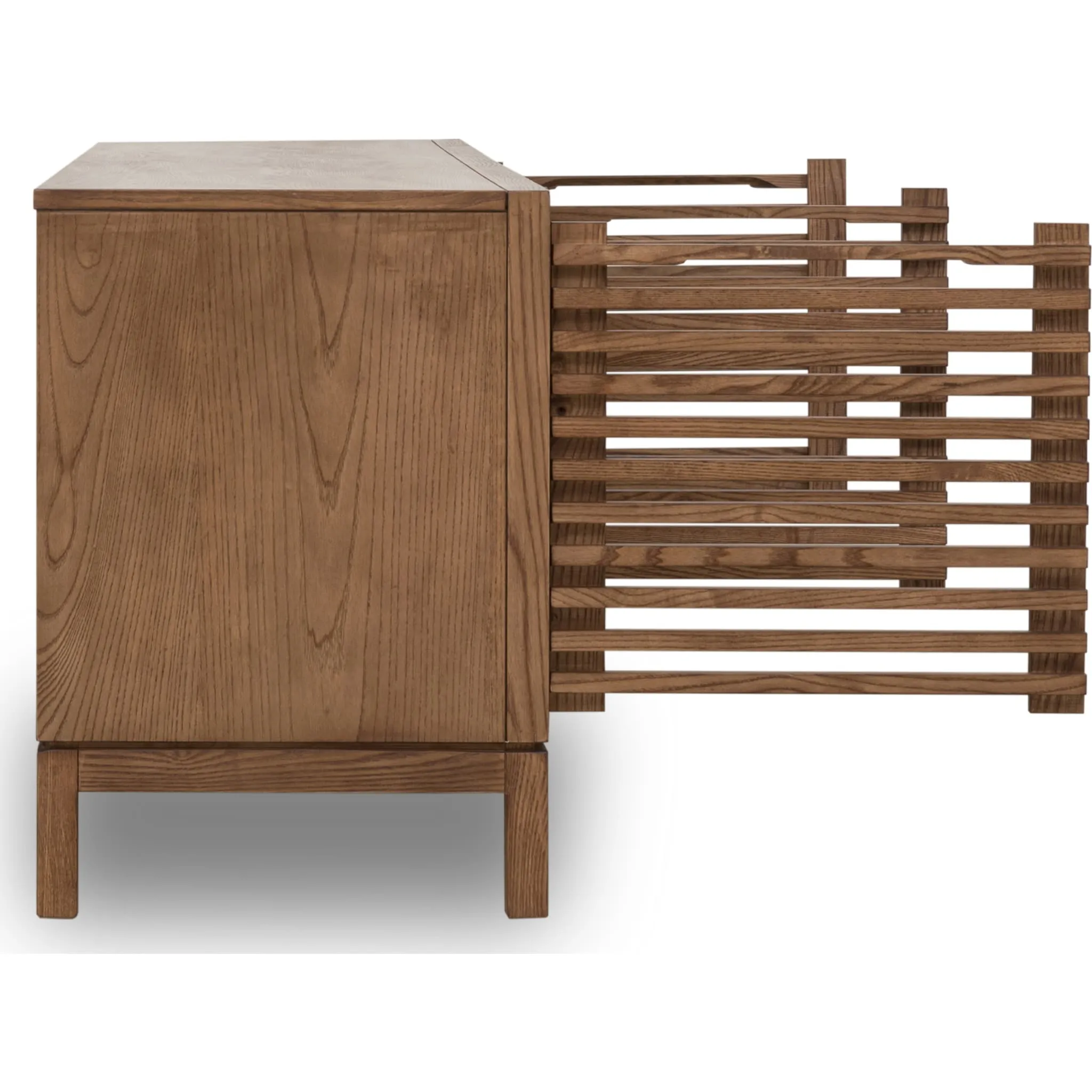 Tanner Four Door Solid Ash Media Console in Roux Modus
