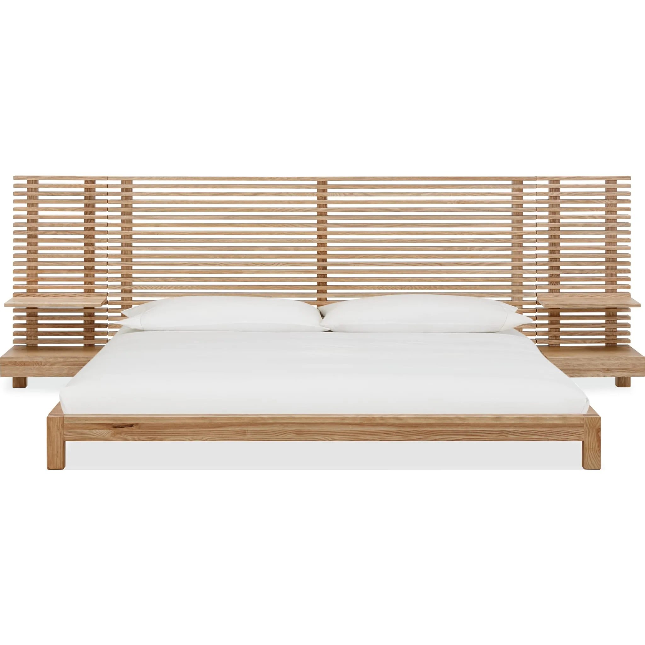 Tanner Solid Ash Wall Bed with Integrated Nightstands in Flaxen Modus