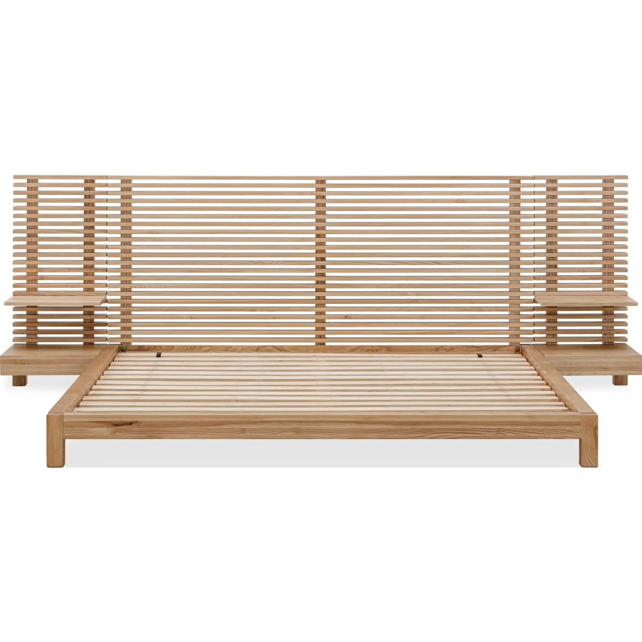 Tanner Solid Ash Wall Bed with Integrated Nightstands in Flaxen Modus