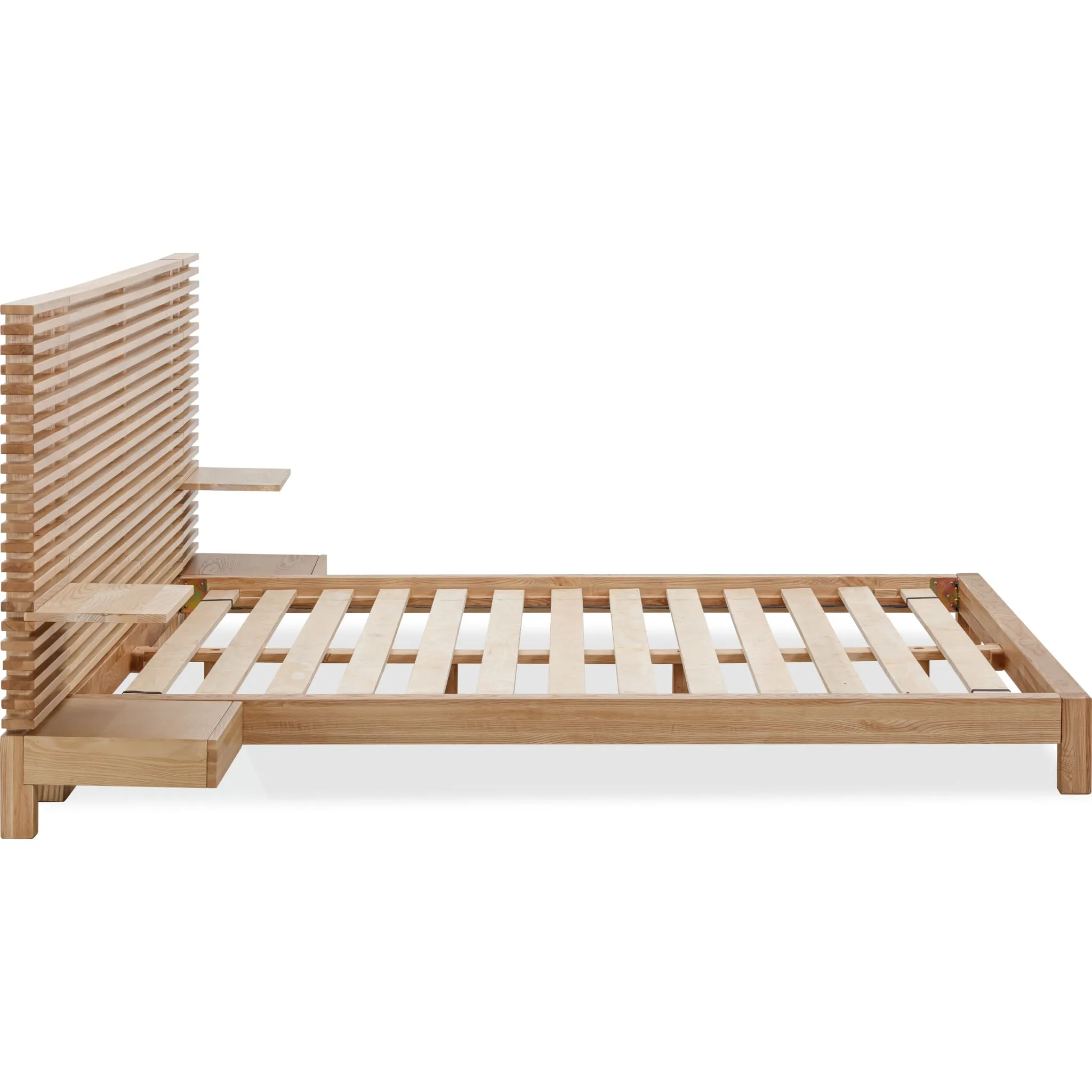 Tanner Solid Ash Wall Bed with Integrated Nightstands in Flaxen Modus