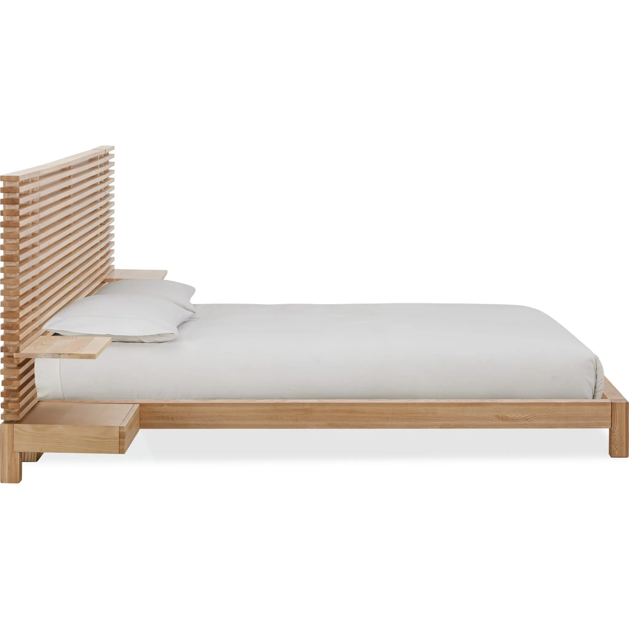 Tanner Solid Ash Wall Bed with Integrated Nightstands in Flaxen Modus