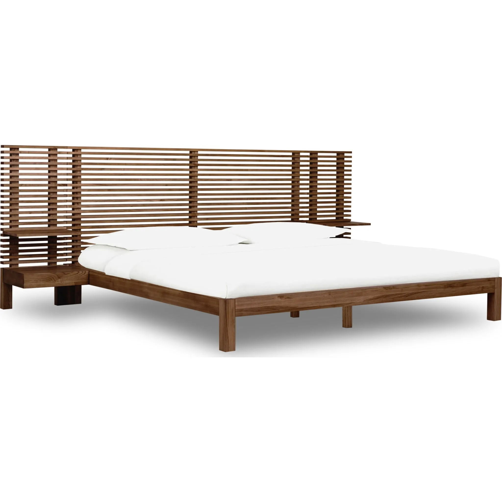 Tanner Solid Ash Wall Bed with Integrated Nightstands in Roux Modus
