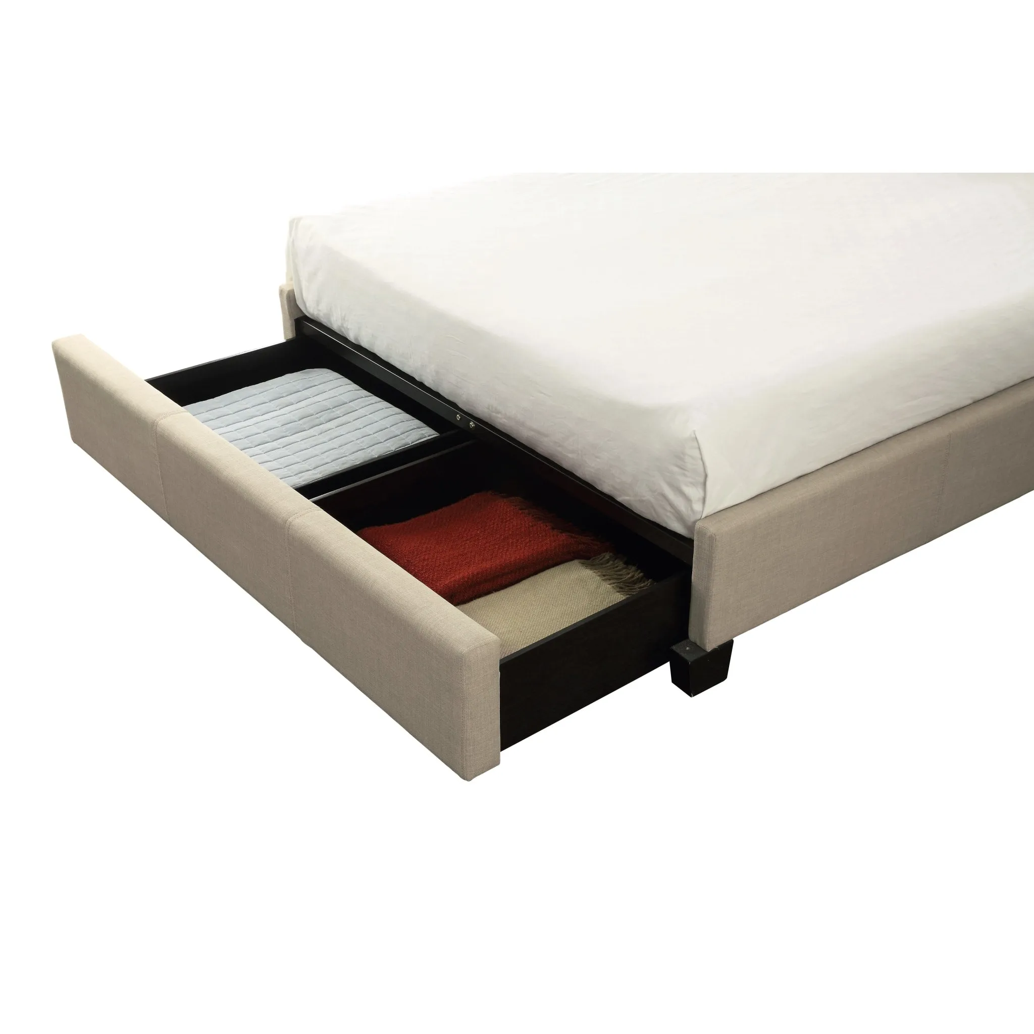 Tavel Nailhead Footboard Storage Bed in Toast Linen Modus
