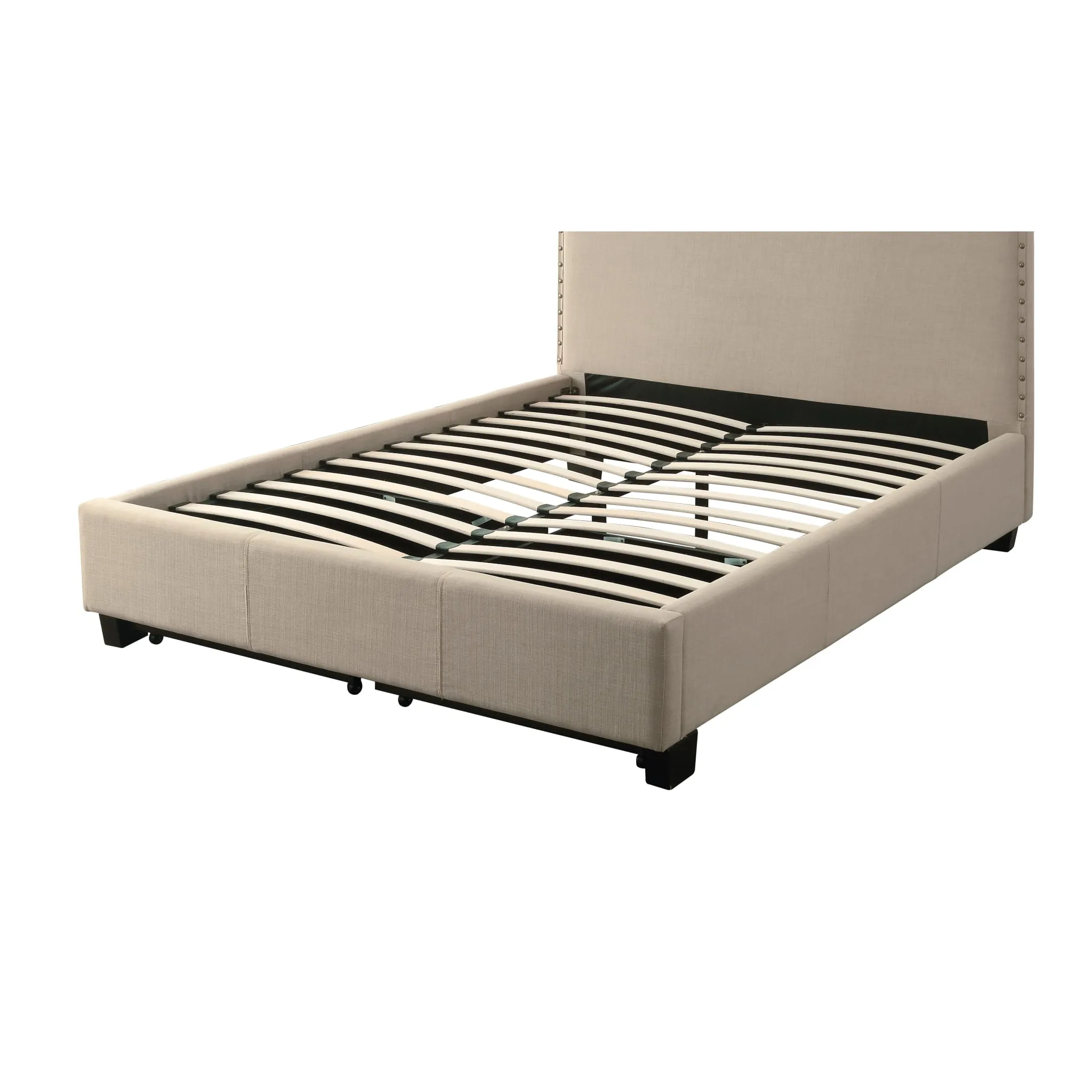 Tavel Nailhead Footboard Storage Bed in Toast Linen Modus