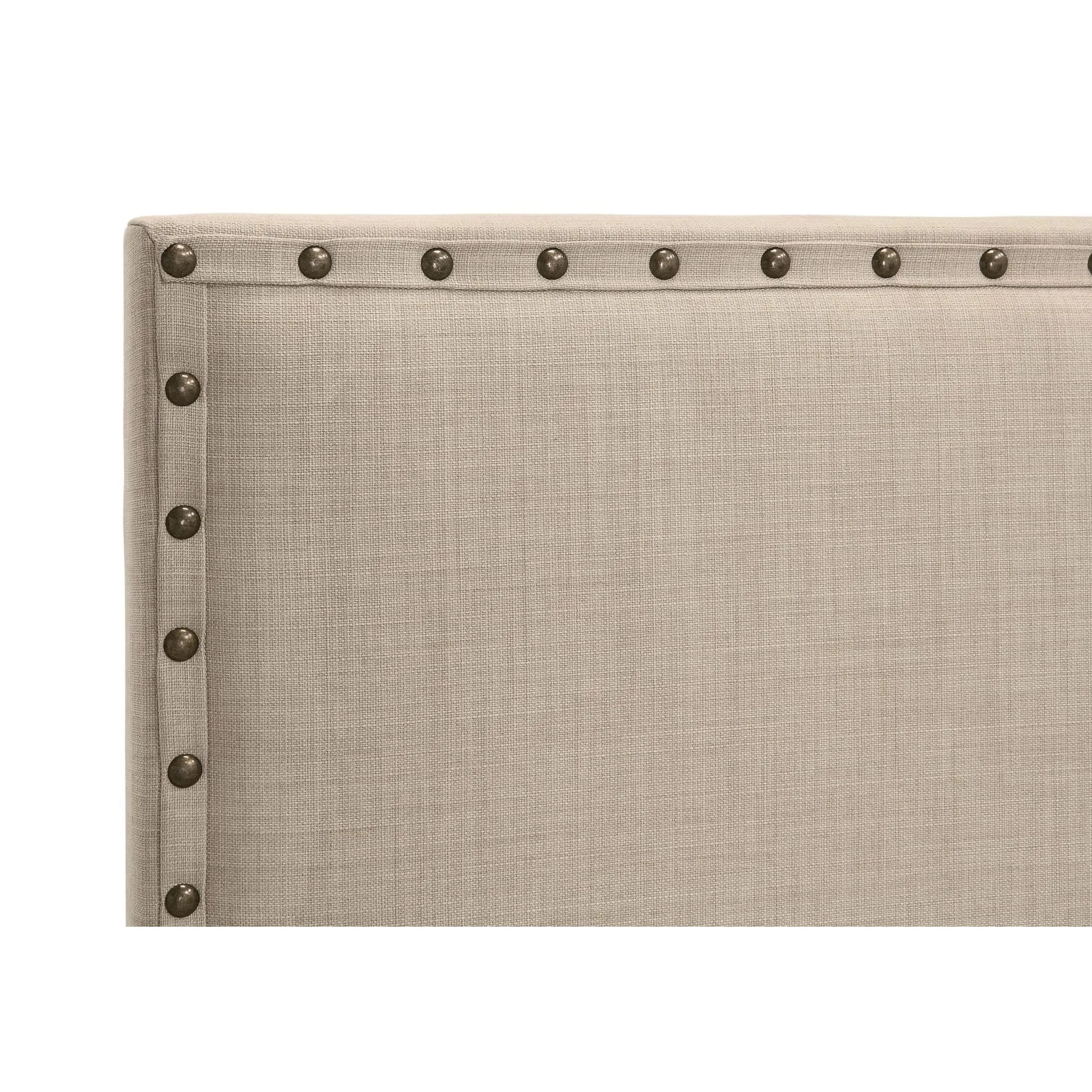 Tavel Nailhead Footboard Storage Bed in Toast Linen Modus