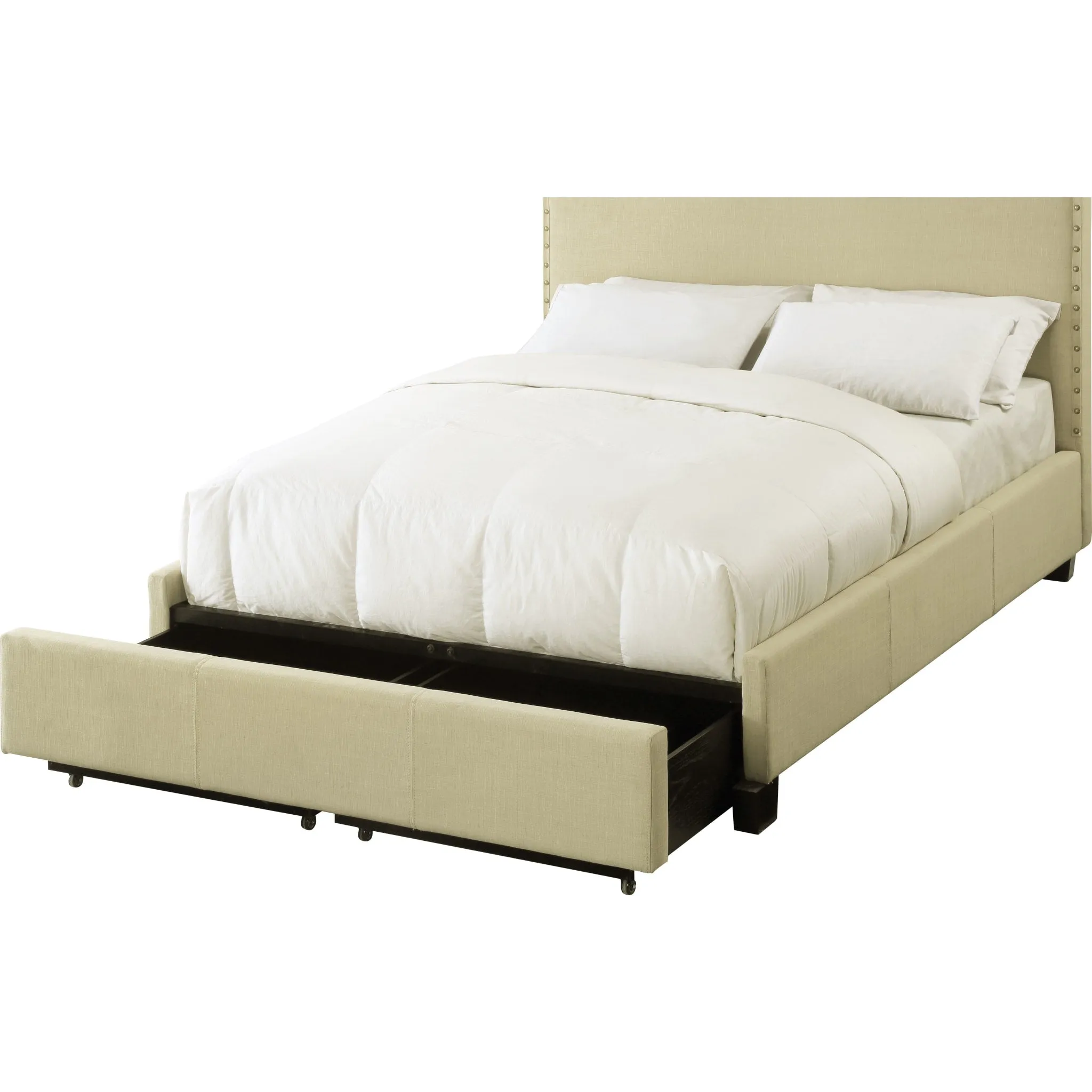 Tavel Nailhead Footboard Storage Bed in Tumbleweed Modus