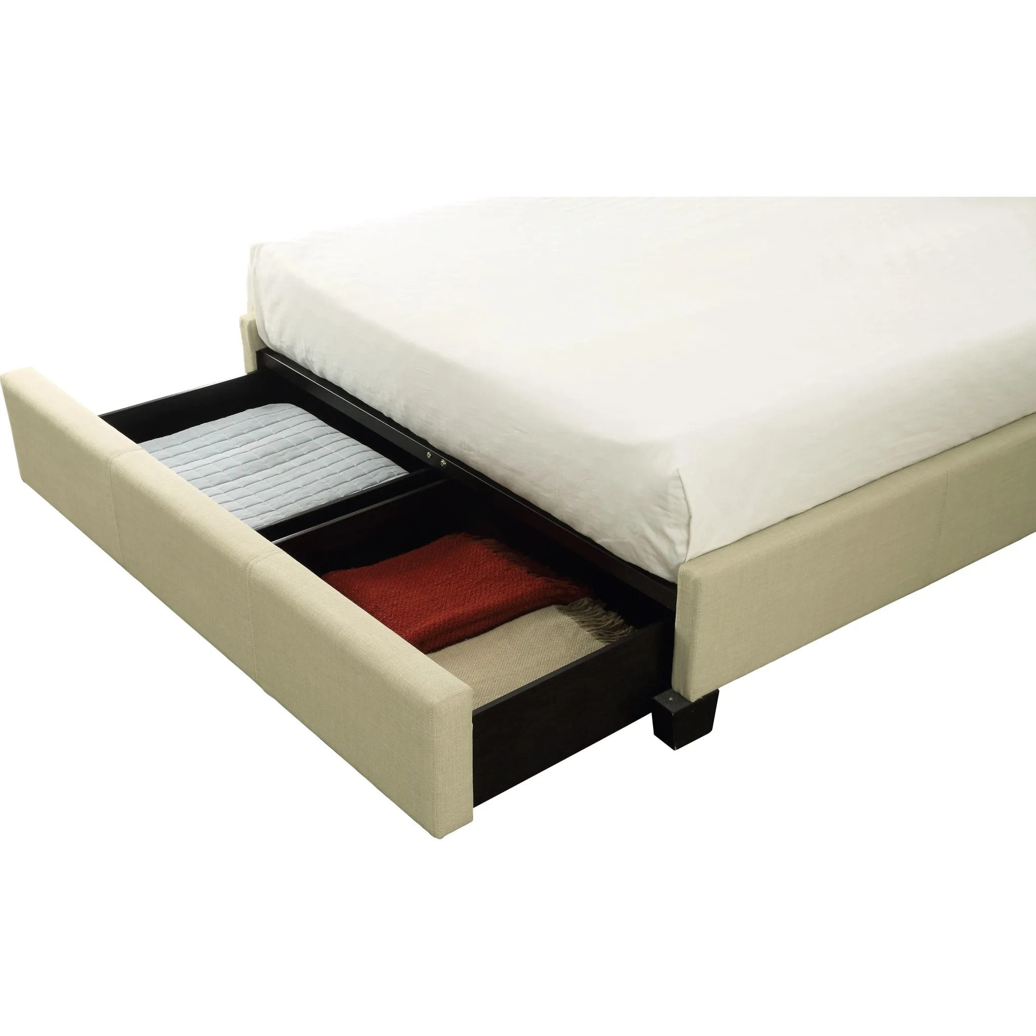 Tavel Nailhead Footboard Storage Bed in Tumbleweed Modus