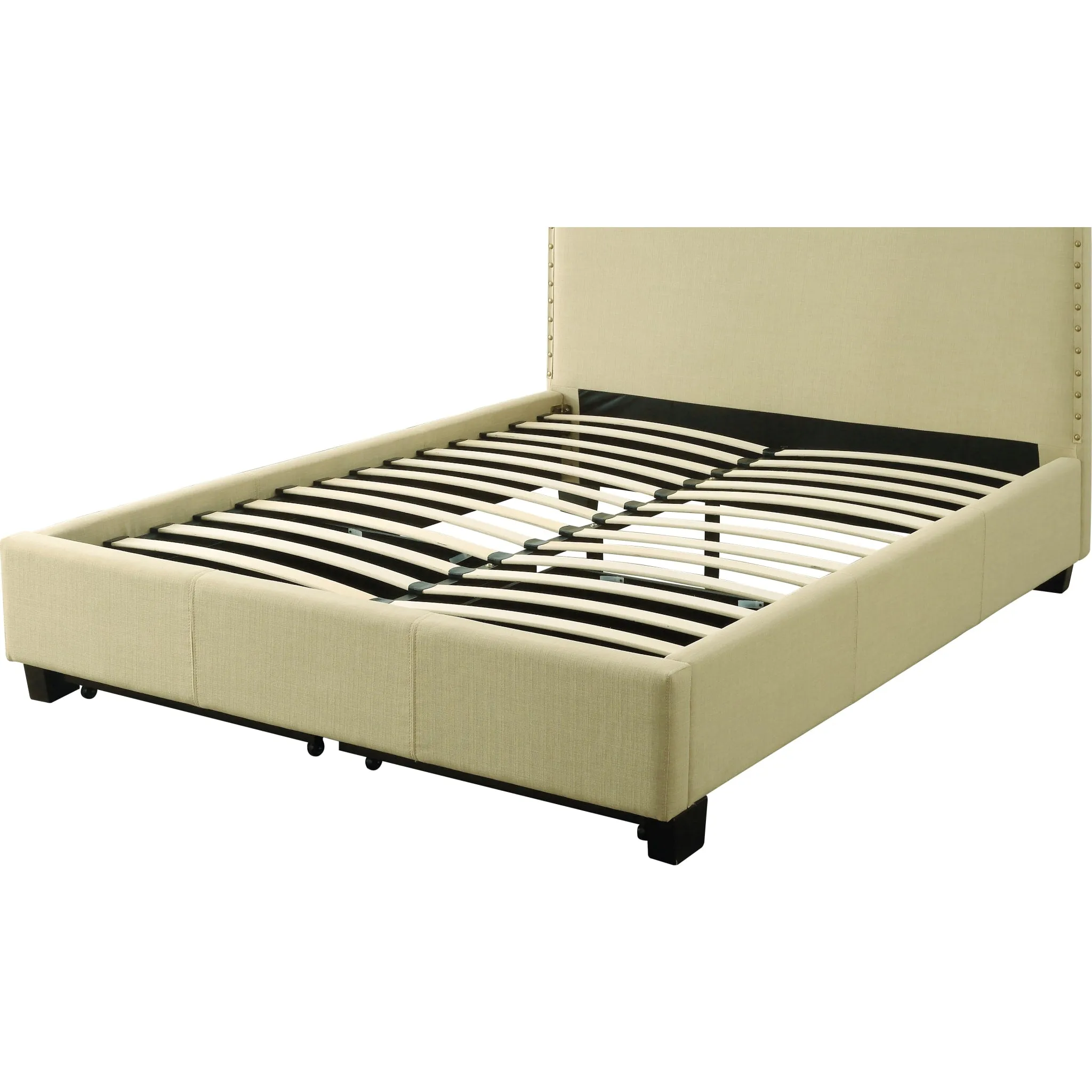 Tavel Nailhead Footboard Storage Bed in Tumbleweed Modus