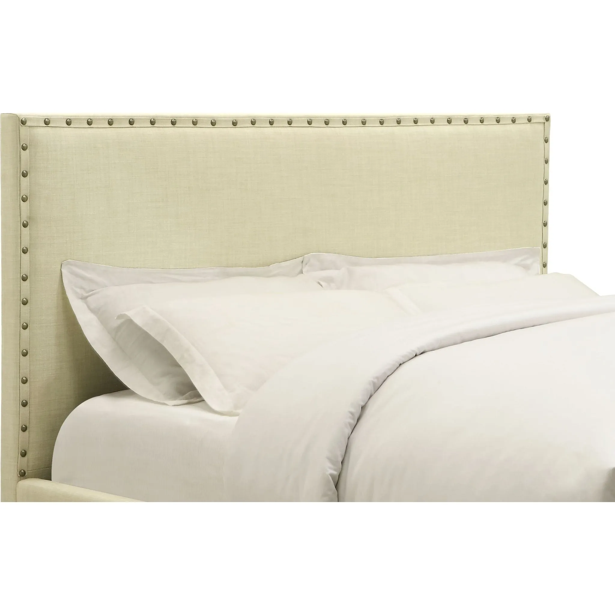 Tavel Nailhead Upholstered Headboard in Tumbleweed Modus