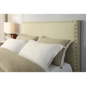 Tavel Nailhead Upholstered Headboard in Tumbleweed Modus