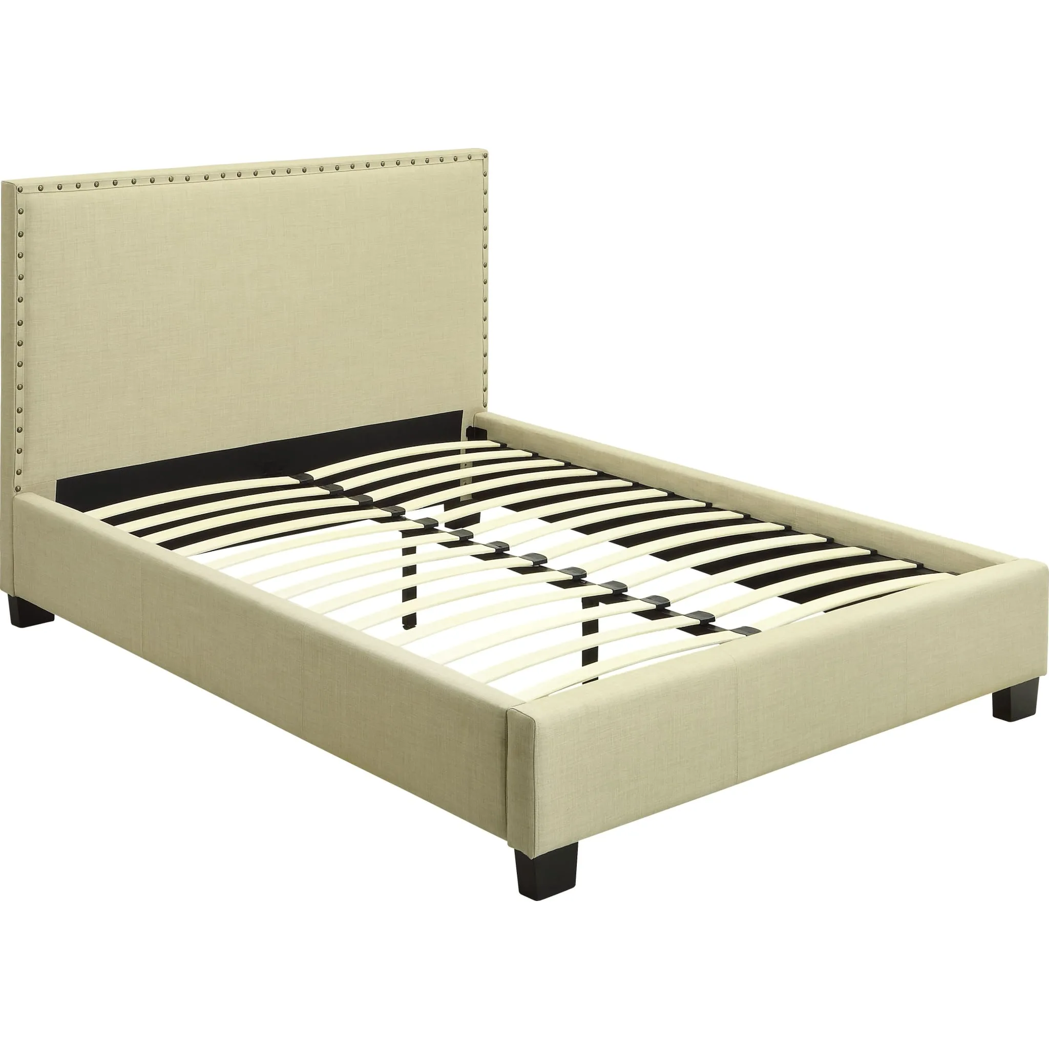 Tavel Nailhead Upholstered Platform Bed in Tumbleweed Modus