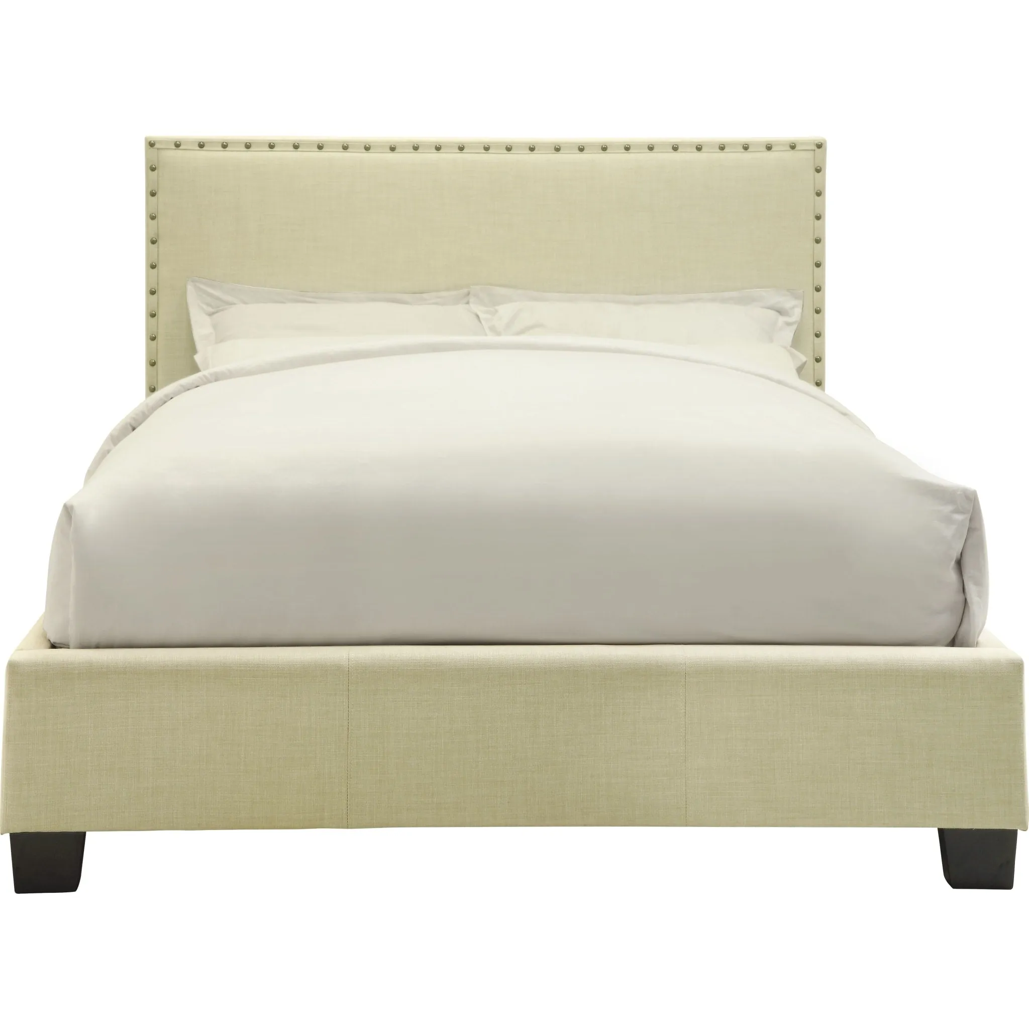 Tavel Nailhead Upholstered Platform Bed in Tumbleweed Modus