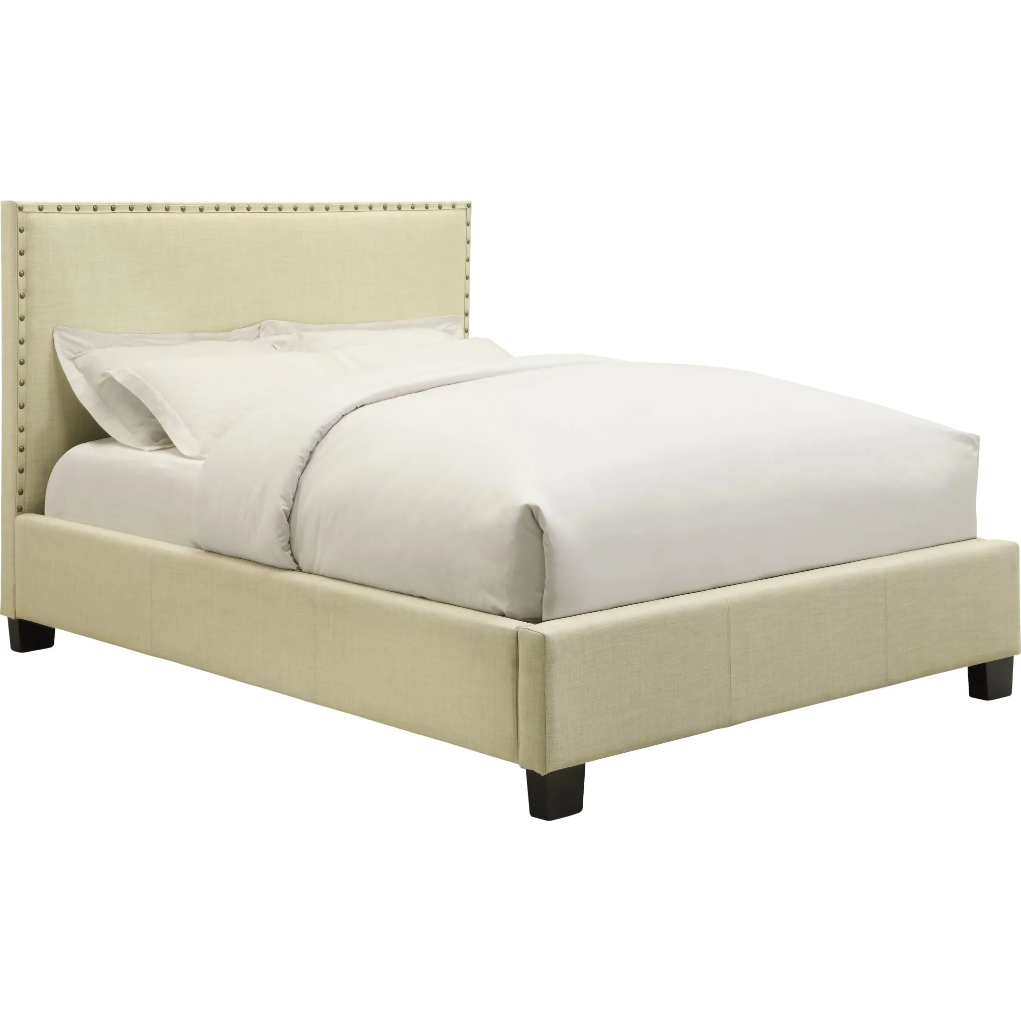 Tavel Nailhead Upholstered Platform Bed in Tumbleweed Modus