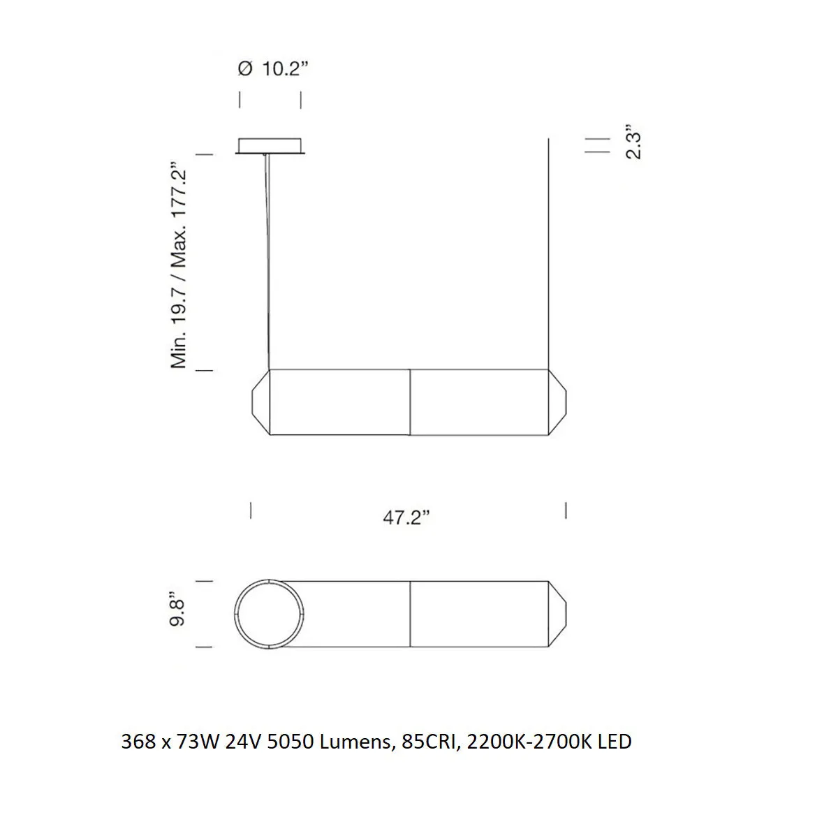Teki Horizontal Linear Suspension Light