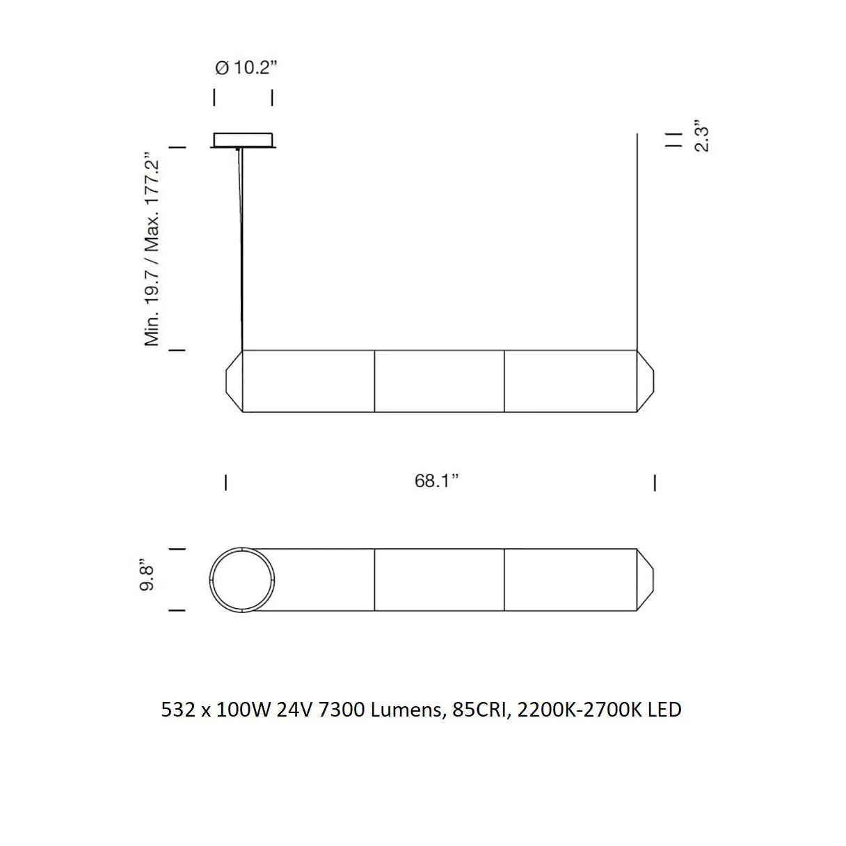 Teki Horizontal Linear Suspension Light
