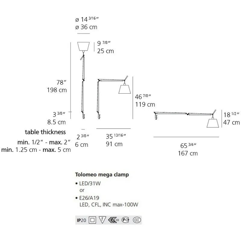 Tolomeo Mega Table Clamp Light