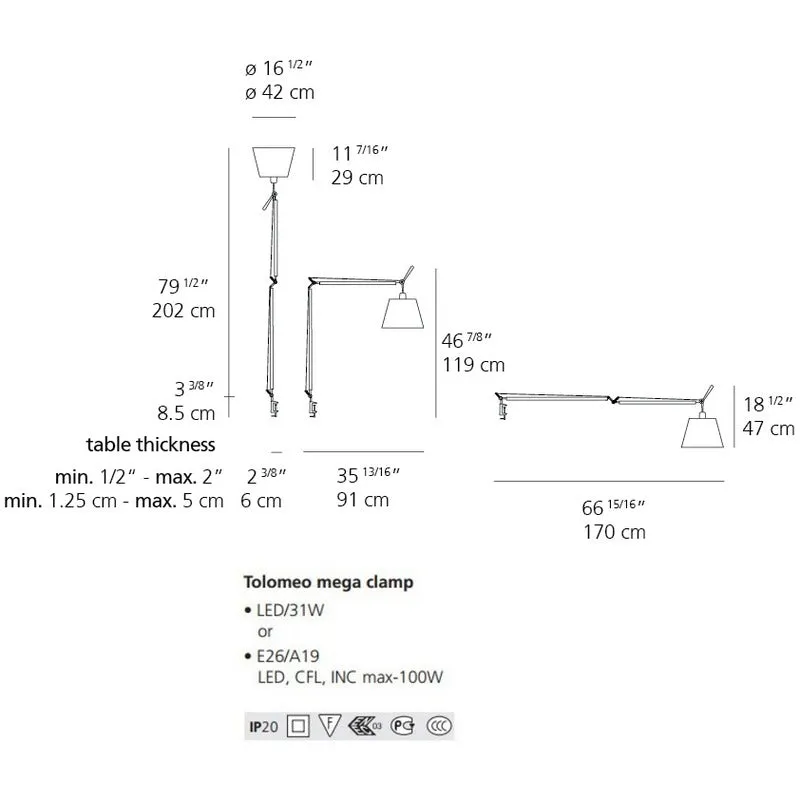 Tolomeo Mega Table Clamp Light