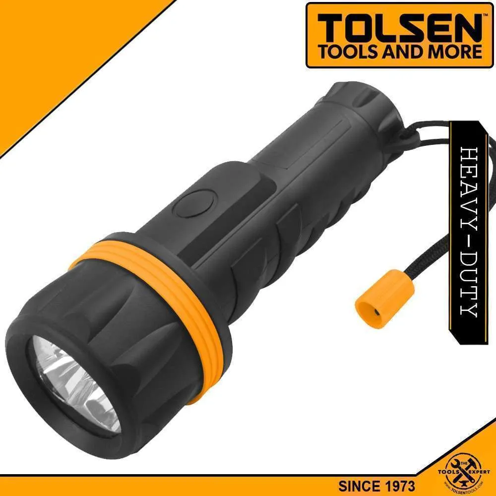 Tolsen LED Flashlight Battery Type 2 x D 15m Range