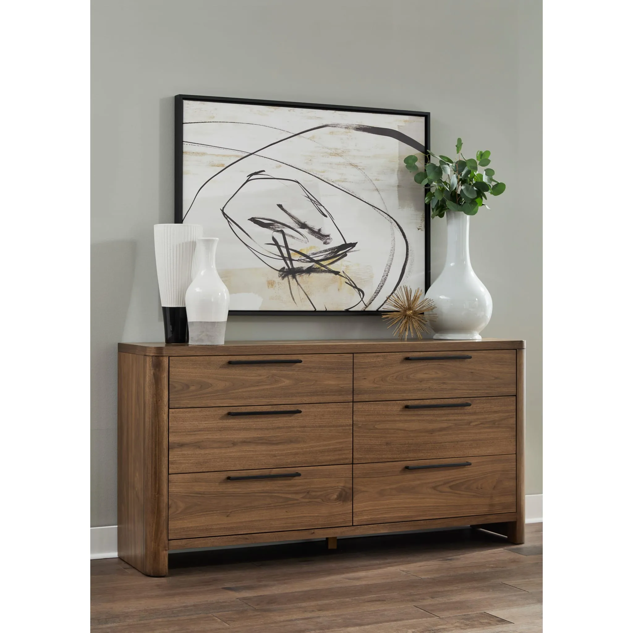 Totes Six Drawer Dresser in English Walnut Modus