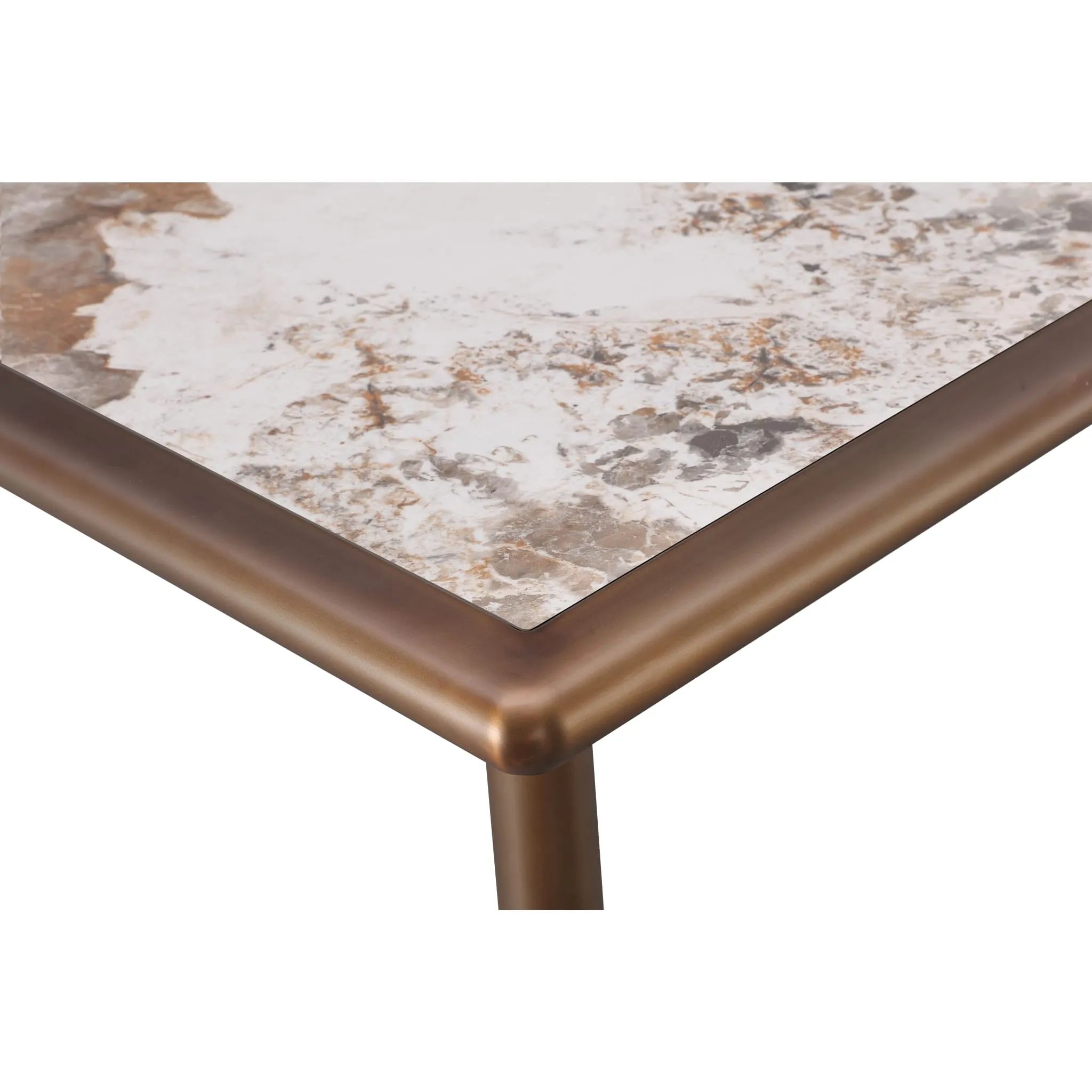 Tulum Stone Top Dining Table with Bronze Metal Base Modus