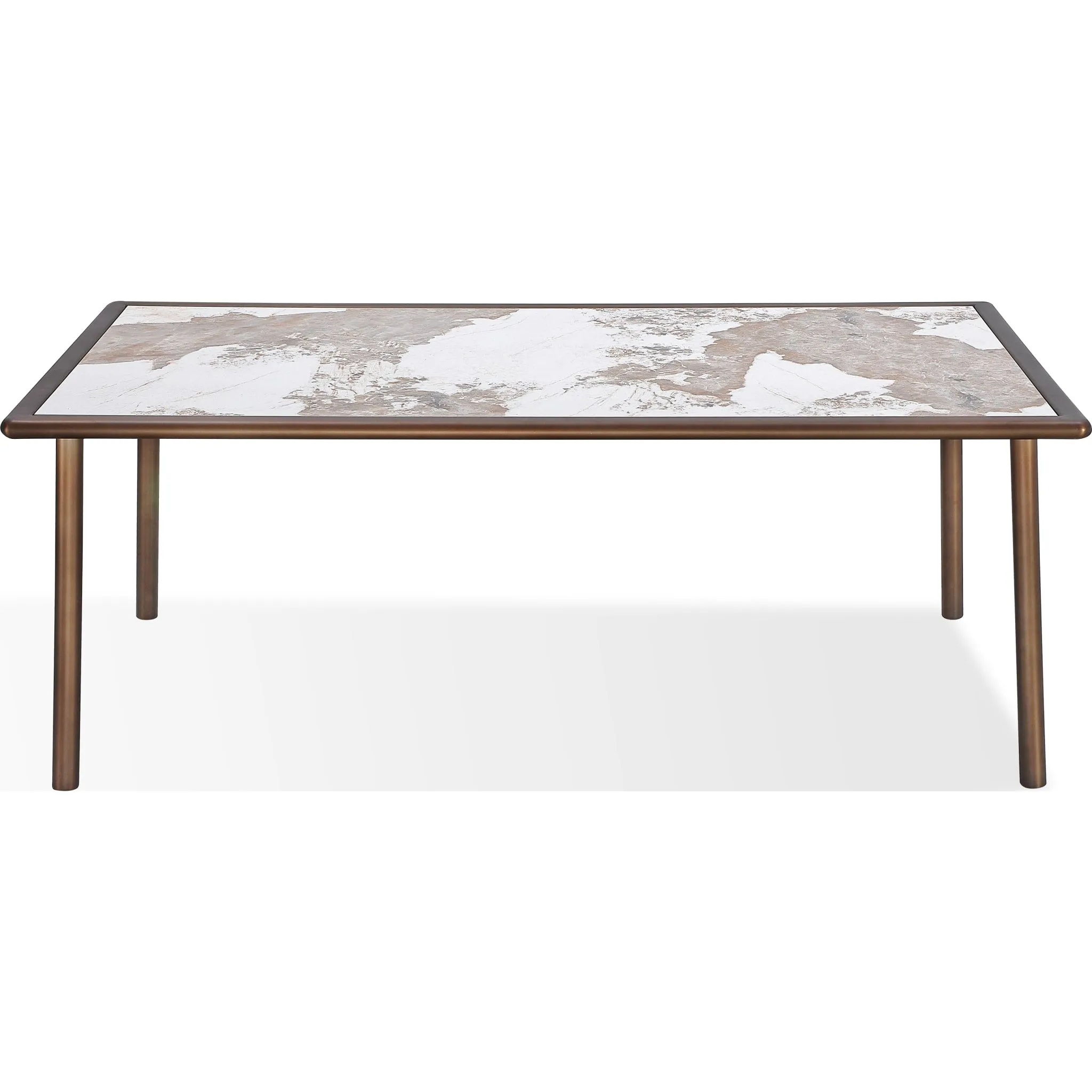 Tulum Stone Top Dining Table with Bronze Metal Base Modus