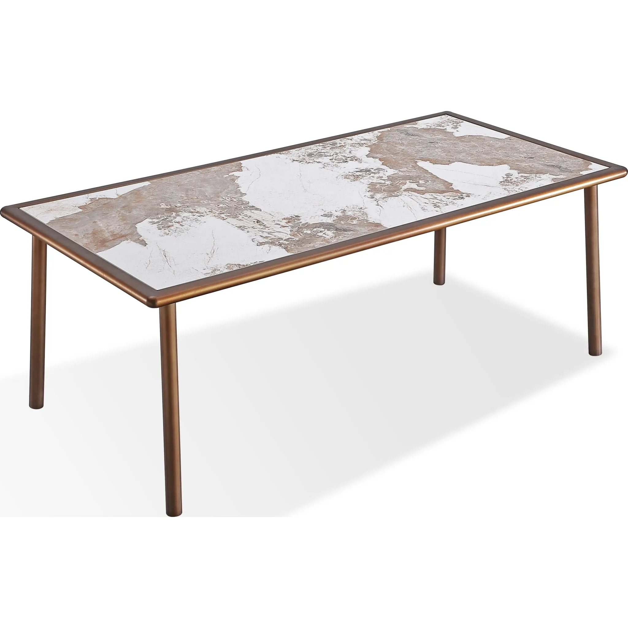 Tulum Stone Top Dining Table with Bronze Metal Base Modus